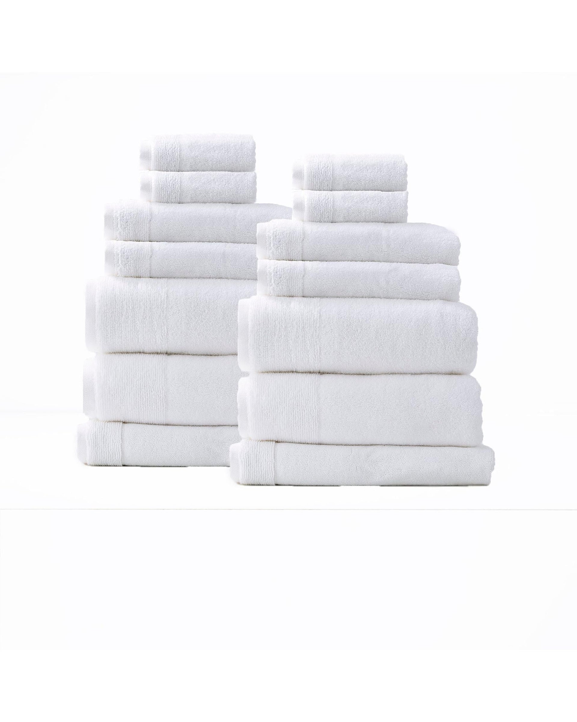Renee Taylor Bathroom Towel Sets Aireys 650 GSM Zero Twist 14 Piece Snow