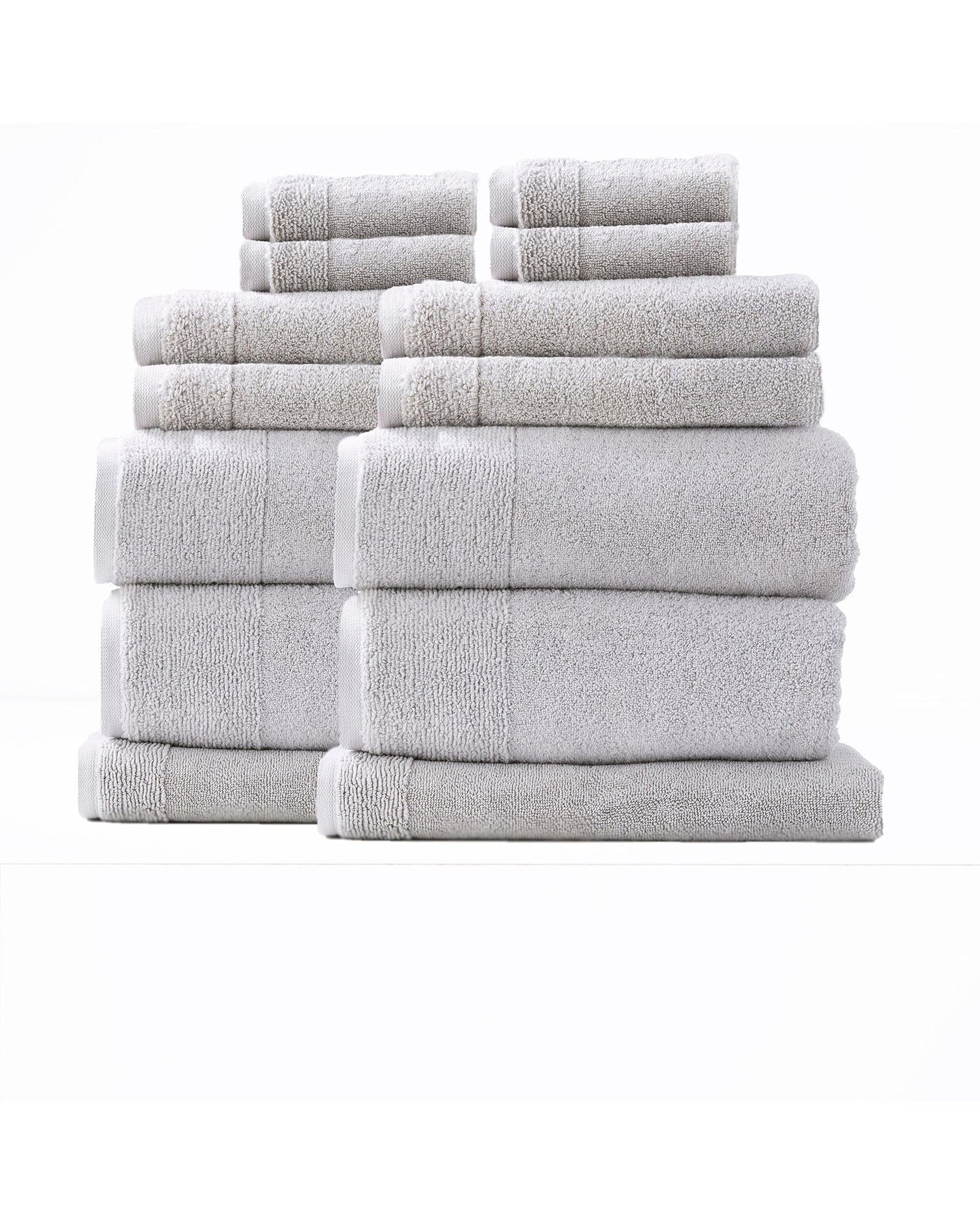 Renee Taylor Bathroom Towel Sets Aireys 650 GSM Zero Twist 14 Piece Vapour