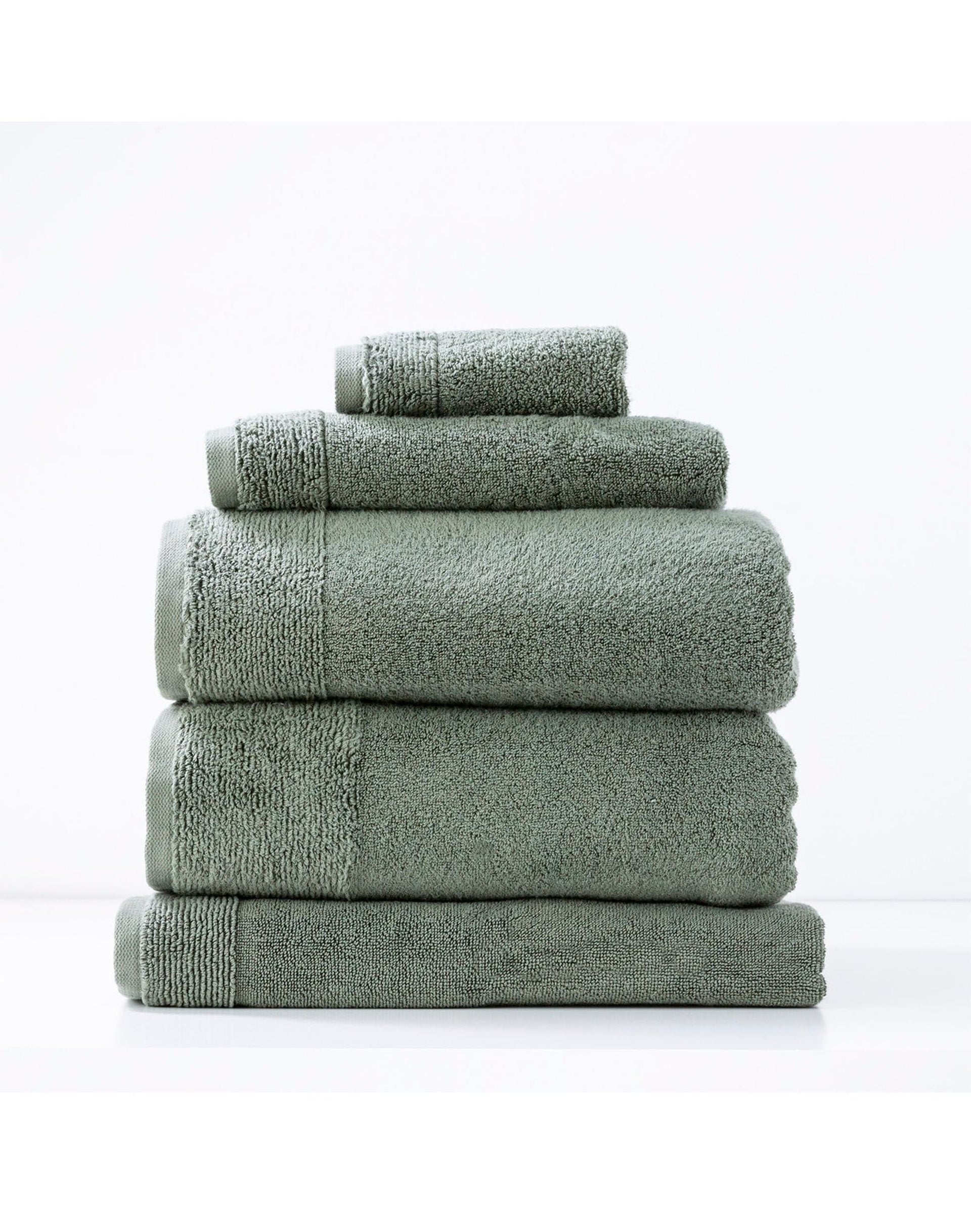 Renee Taylor Bathroom Towel Sets Aireys 650 GSM Zero Twist 5 Piece Agave