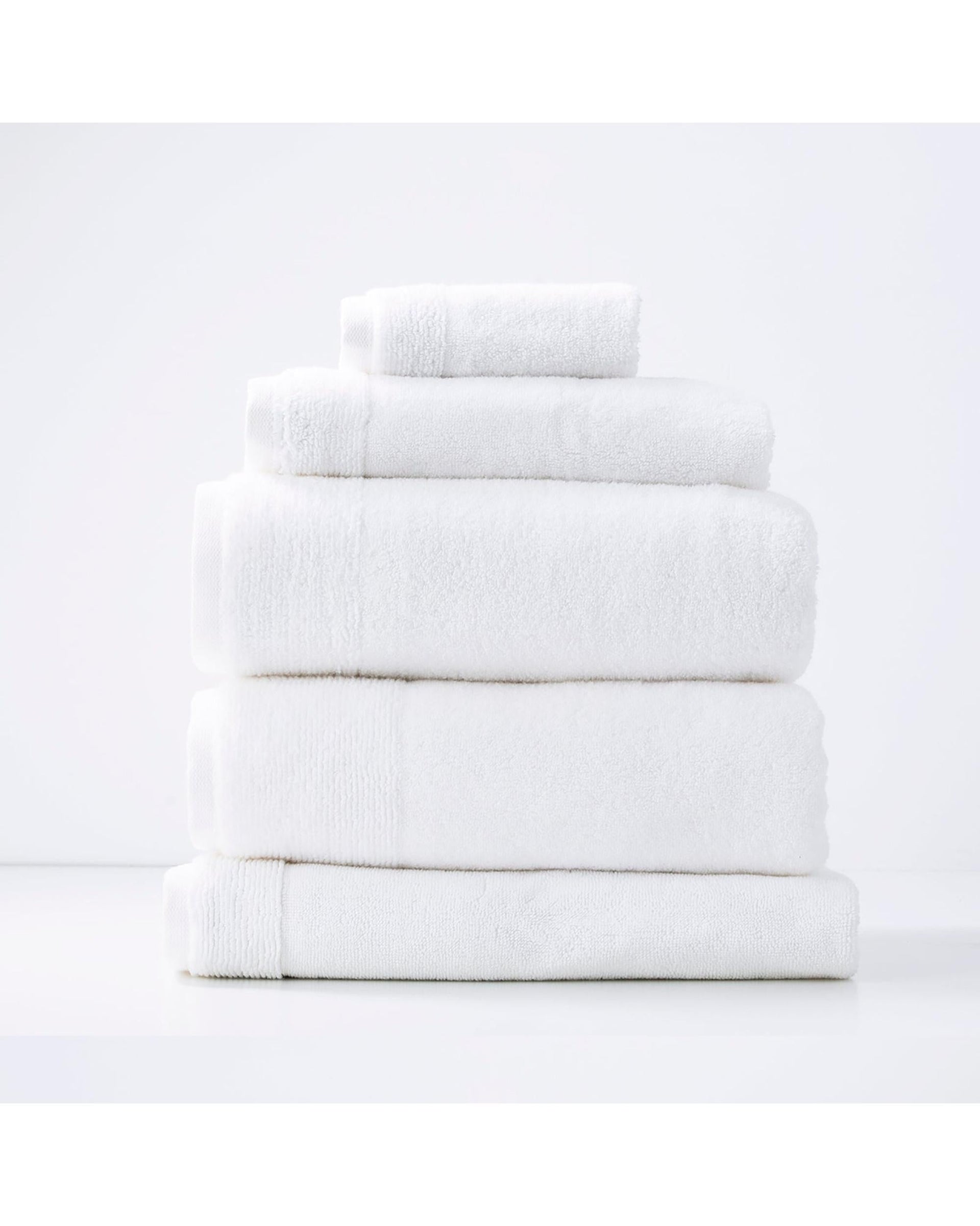 Renee Taylor Bathroom Towel Sets Aireys 650 GSM Zero Twist 5 Piece Snow