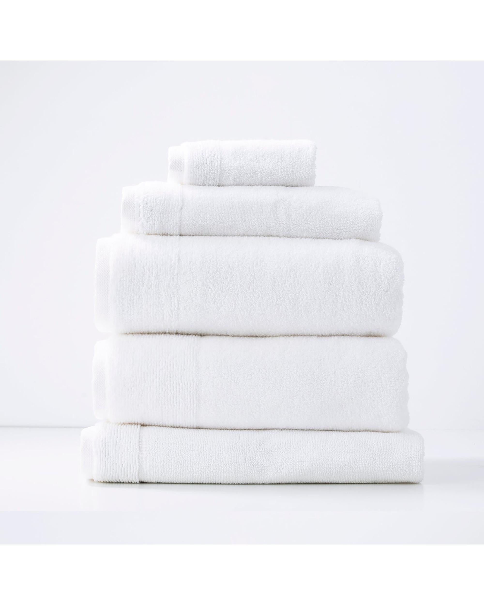 Renee Taylor Bathroom Towel Sets Aireys 650 GSM Zero Twist 5 Piece Snow