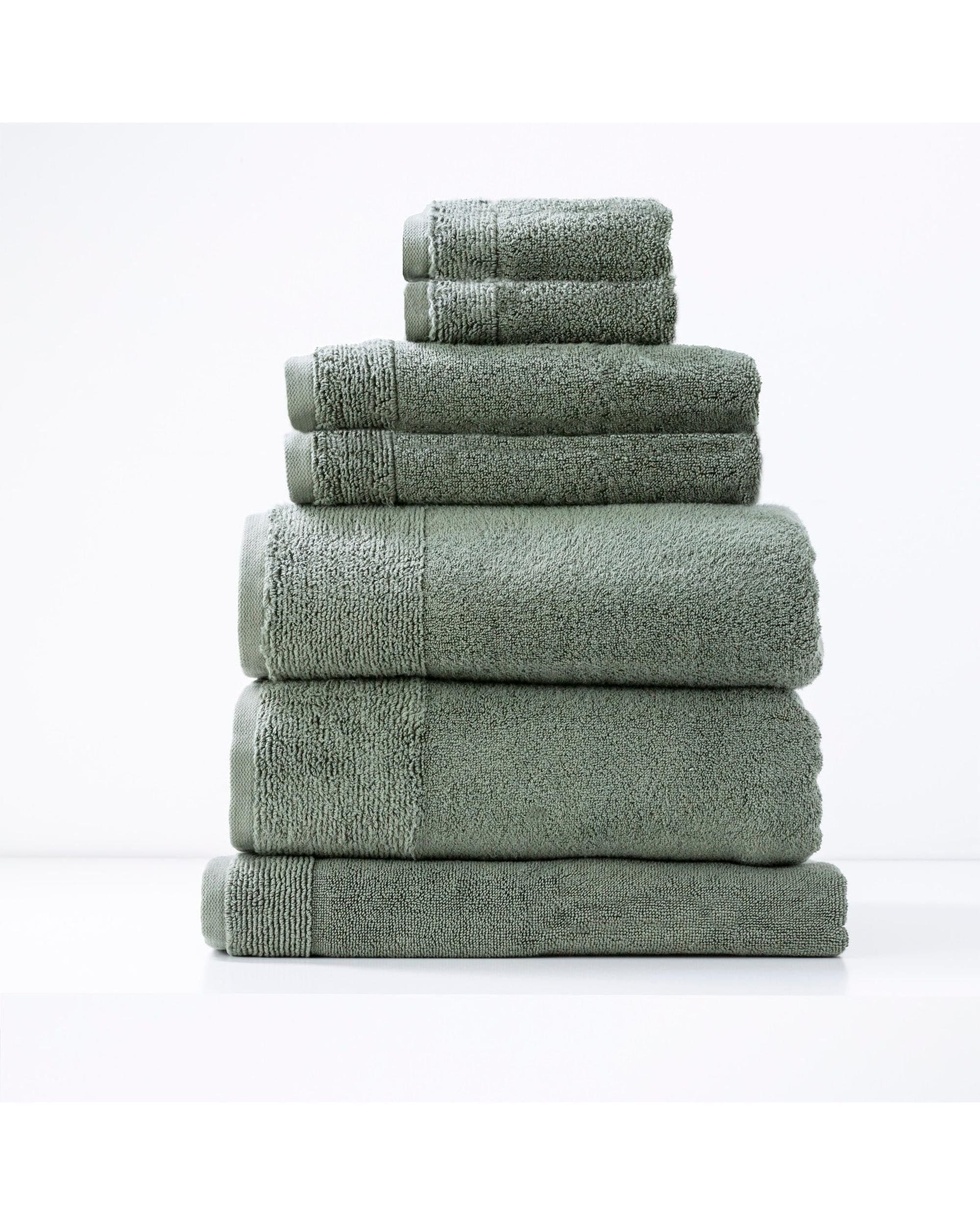 Renee Taylor Bathroom Towel Sets Aireys 650 GSM Zero Twist 7 Piece Agave