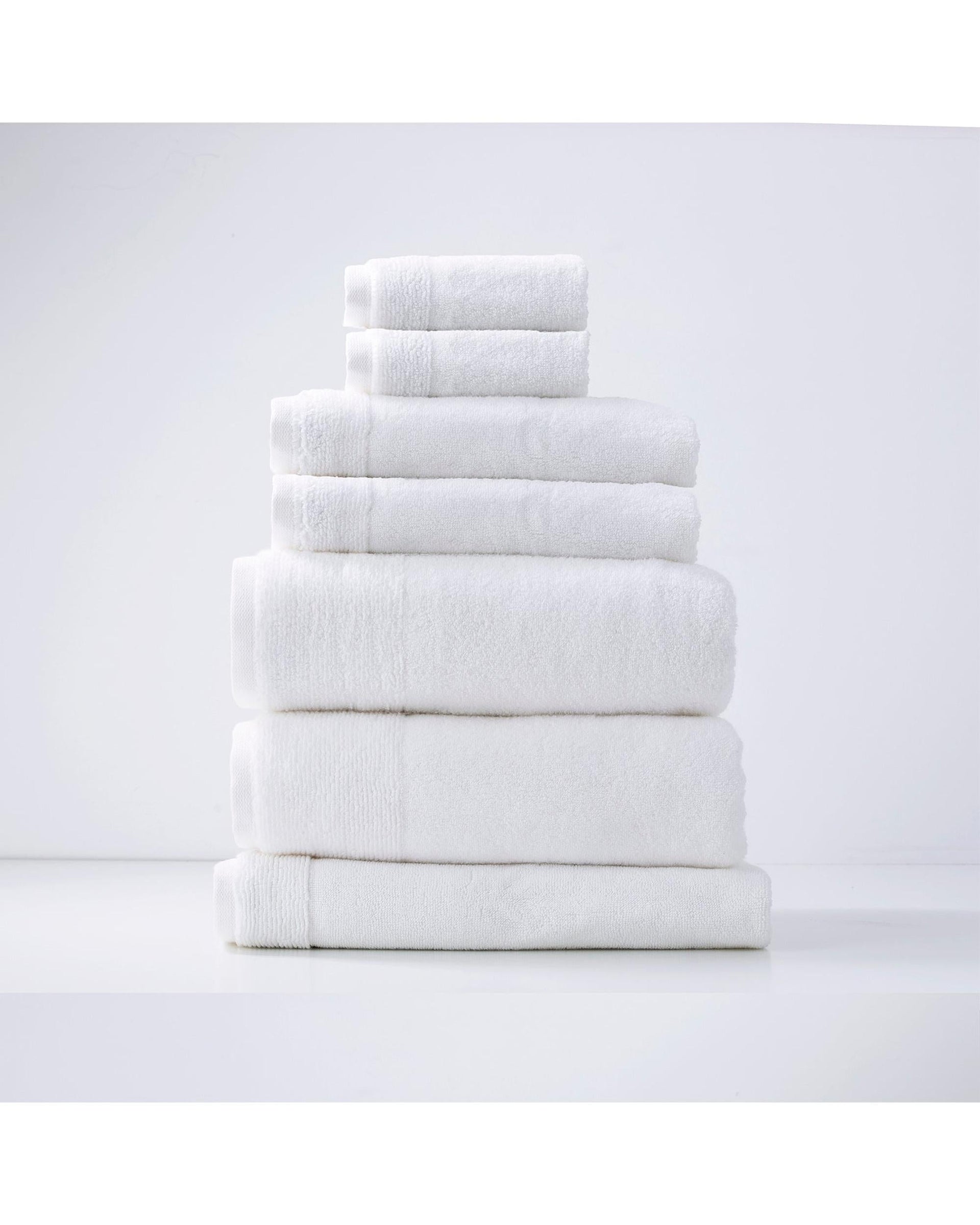 Renee Taylor Bathroom Towel Sets Aireys 650 GSM Zero Twist 7 Piece Snow