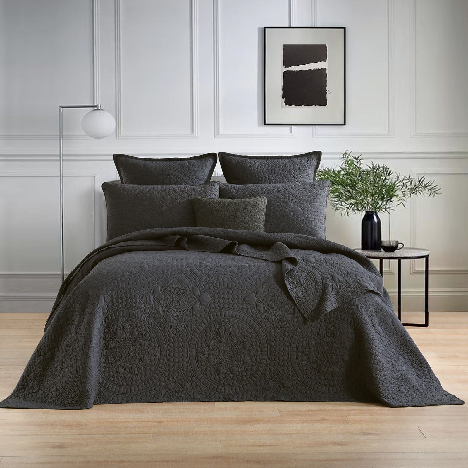 Renee Taylor Coverlet Asher Jacquard Coverlet Set - GREY