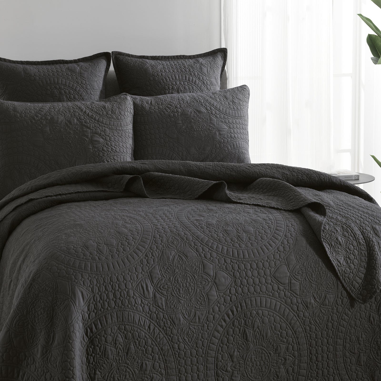 Renee Taylor Coverlet Asher Jacquard Coverlet Set - GREY