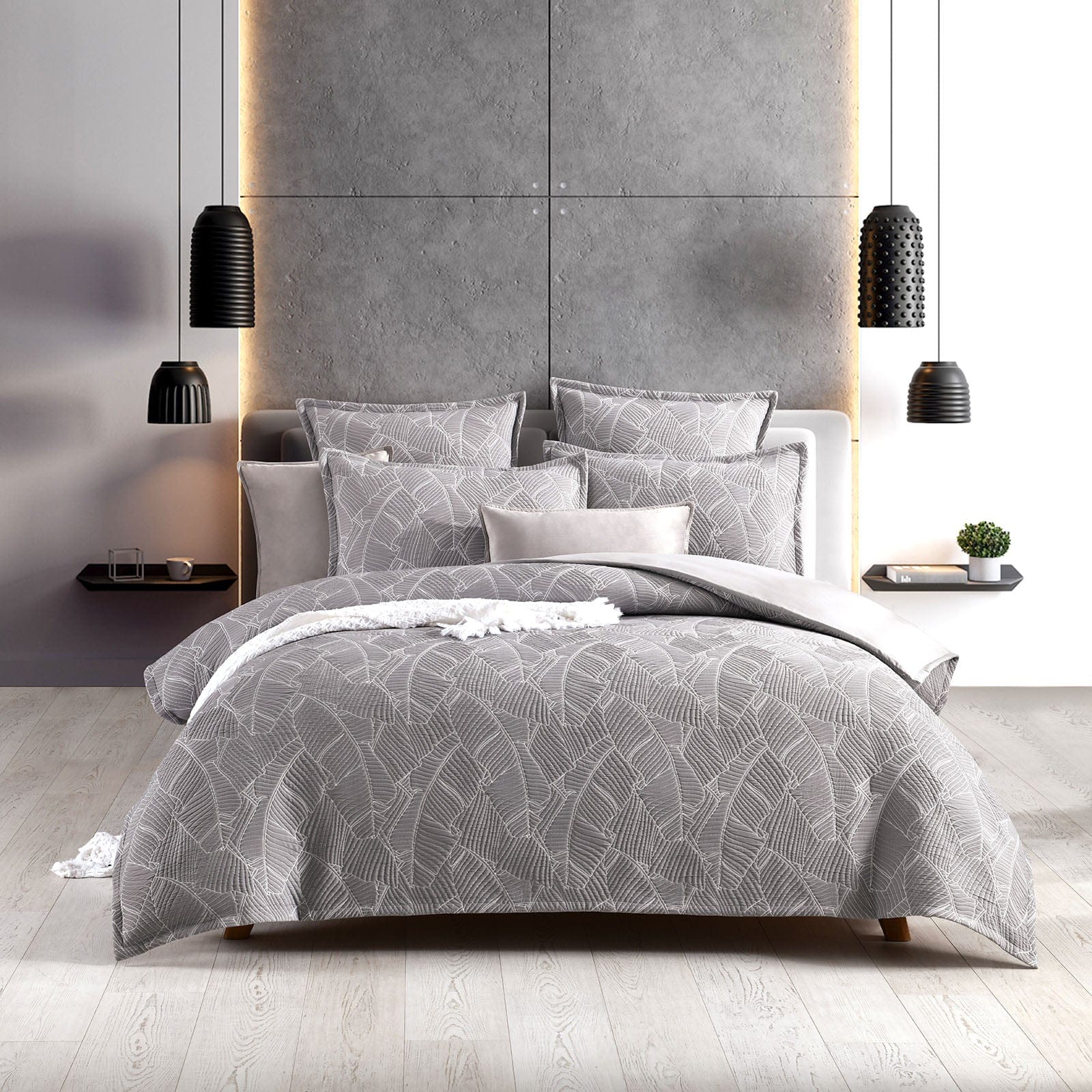 Renee Taylor Quilt Cover Bengali Jacquard Quilt cover Set - Silver
