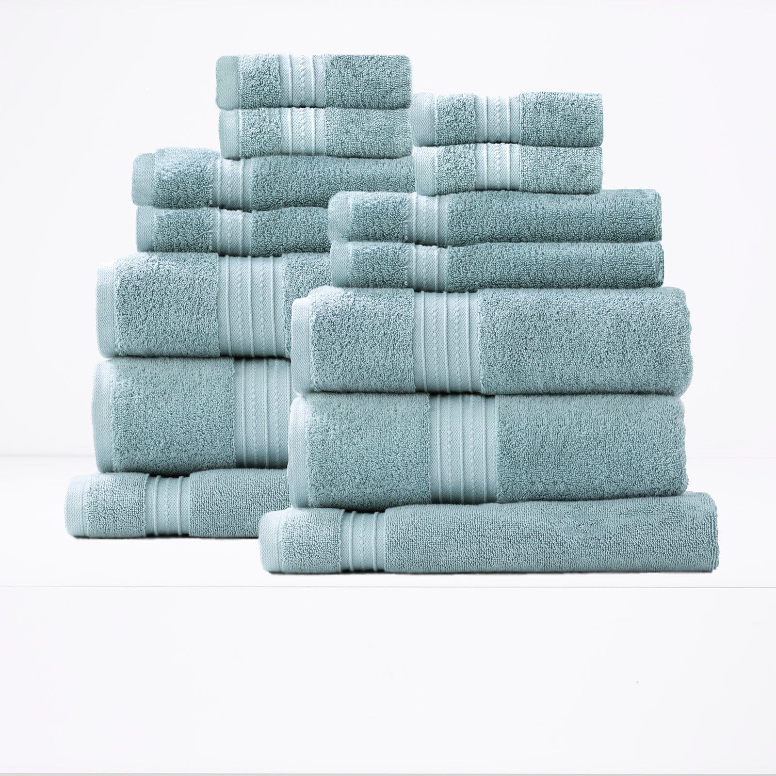 Renee Taylor Bathroom Towel Sets Brentwood 650 GSM Low Twist 14 Piece Mist