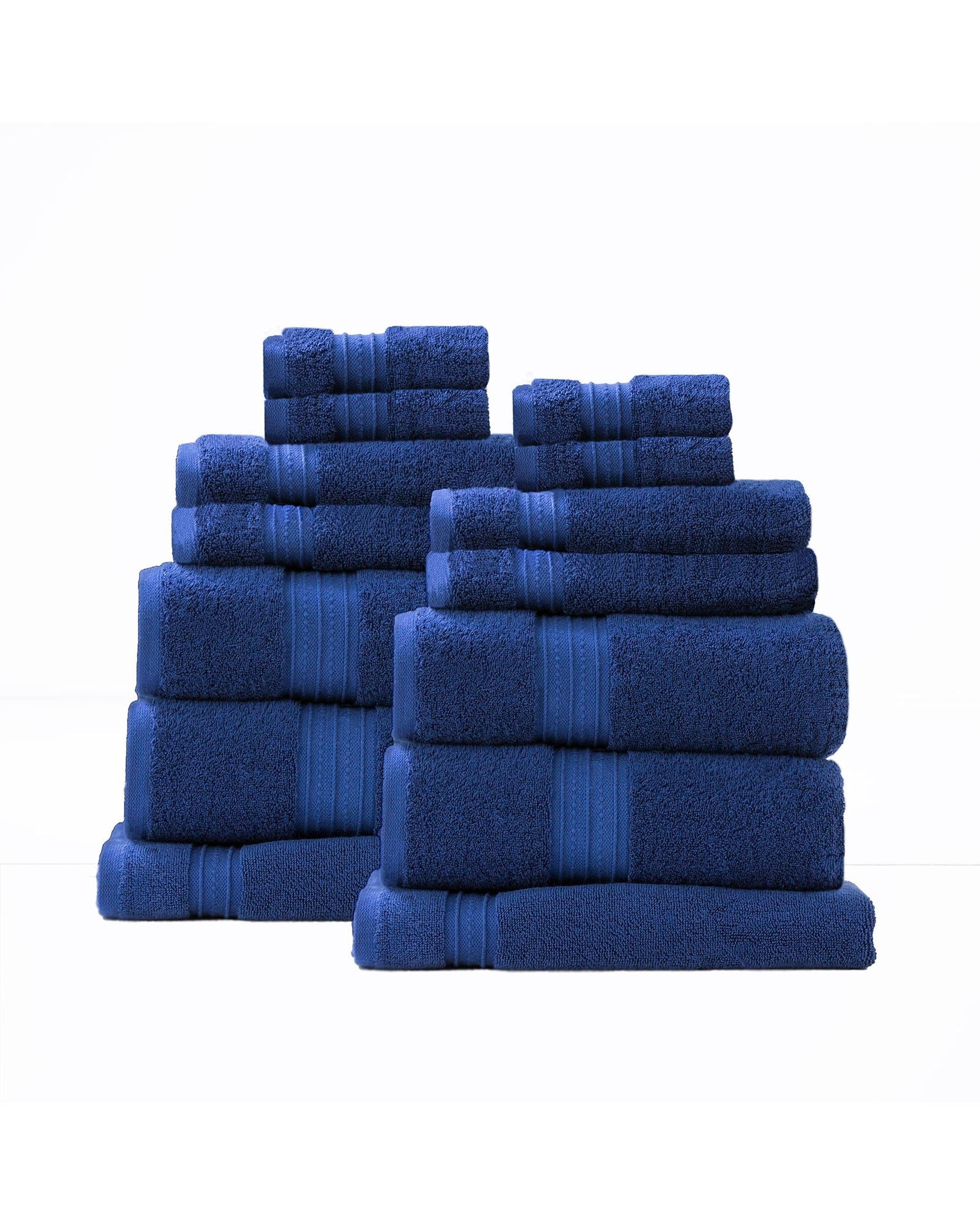 Renee Taylor Bathroom Towel Sets Brentwood 650 GSM Low Twist 14 Piece Royal