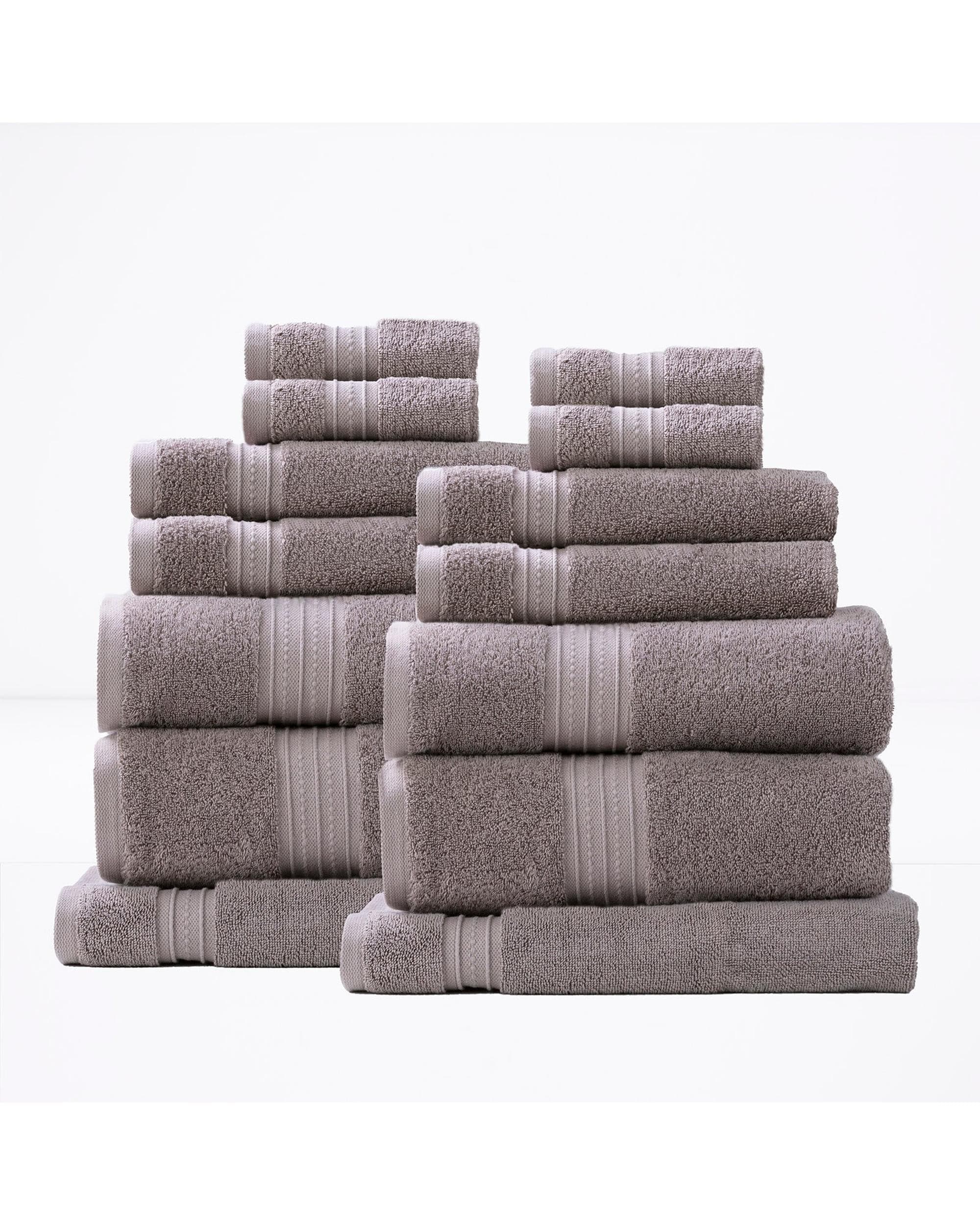 Renee Taylor Bathroom Towel Sets Brentwood 650 GSM Low Twist 14 Piece Whisper