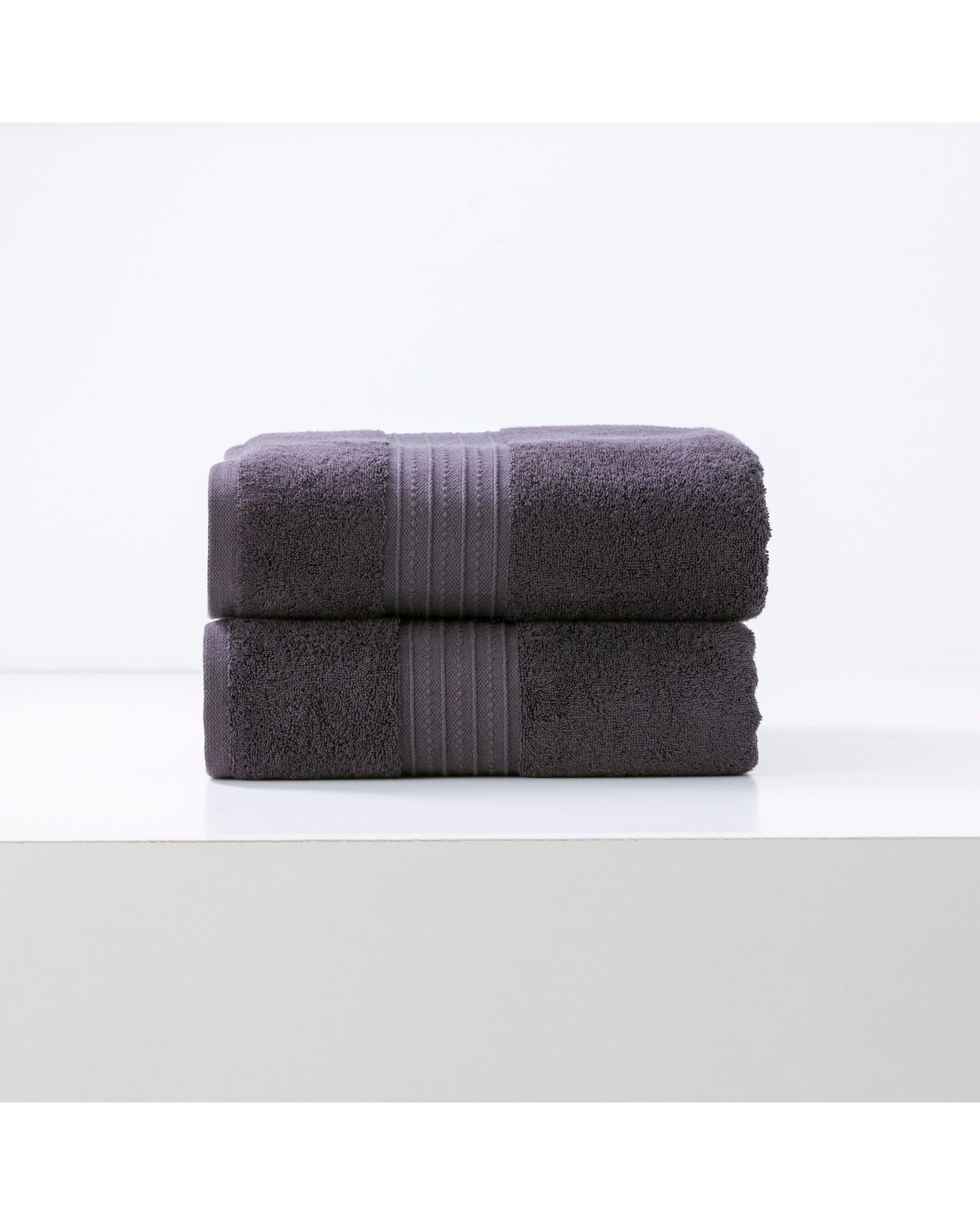 Renee Taylor Bathroom Towel Sets Brentwood 650 GSM Low Twist 2 Pack Bath Sheet - CARBON