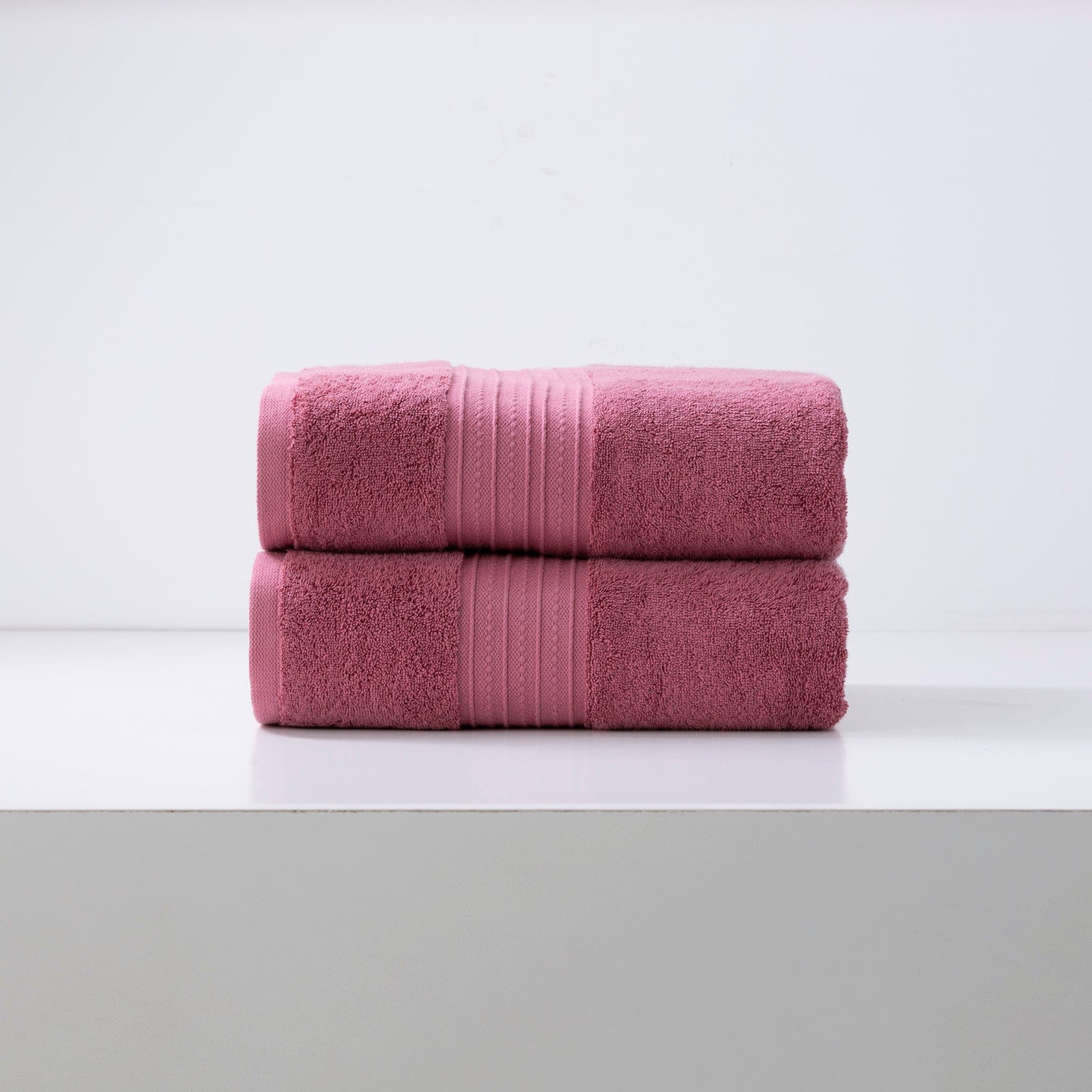 Renee Taylor Bathroom Towel Sets Brentwood 650 GSM Low Twist 2 Pack Bath Sheet - ROSEBUD