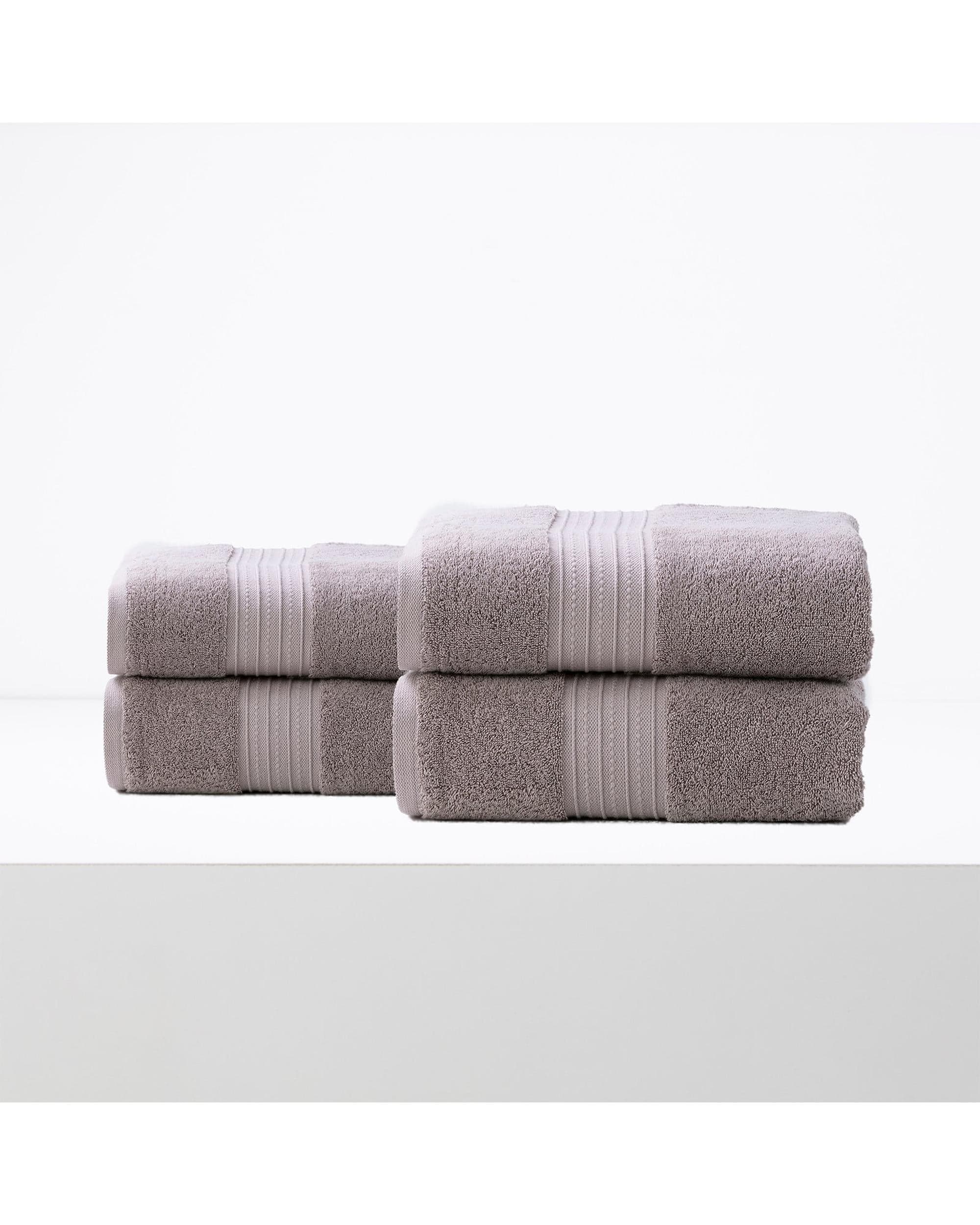 Renee Taylor Bathroom Towel Sets Brentwood 650 GSM Low Twist 4 Pack Bath Sheet Whisper