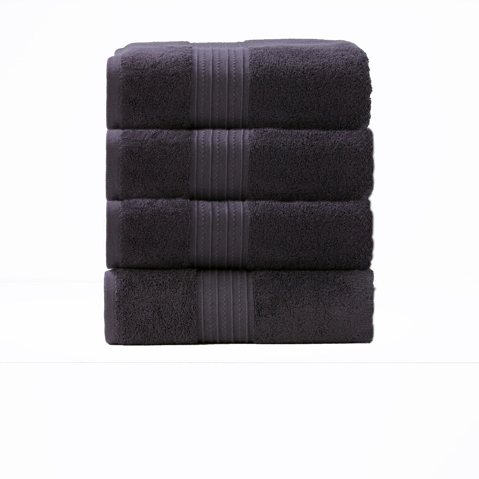 Renee Taylor Bathroom Towel Sets Brentwood 650 GSM Low Twist 4 Piece Bath Towel Carbon