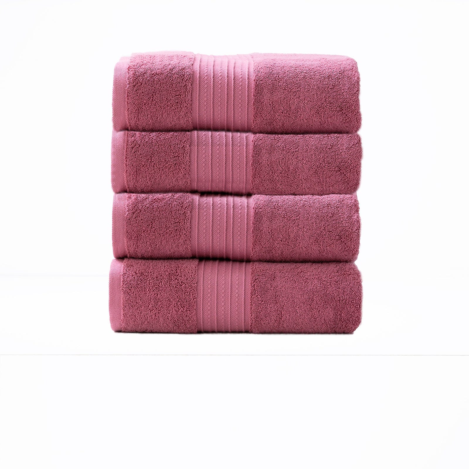 Renee Taylor Bathroom Towel Sets Brentwood 650 GSM Low Twist 4 Piece Bath Towel Rosebud