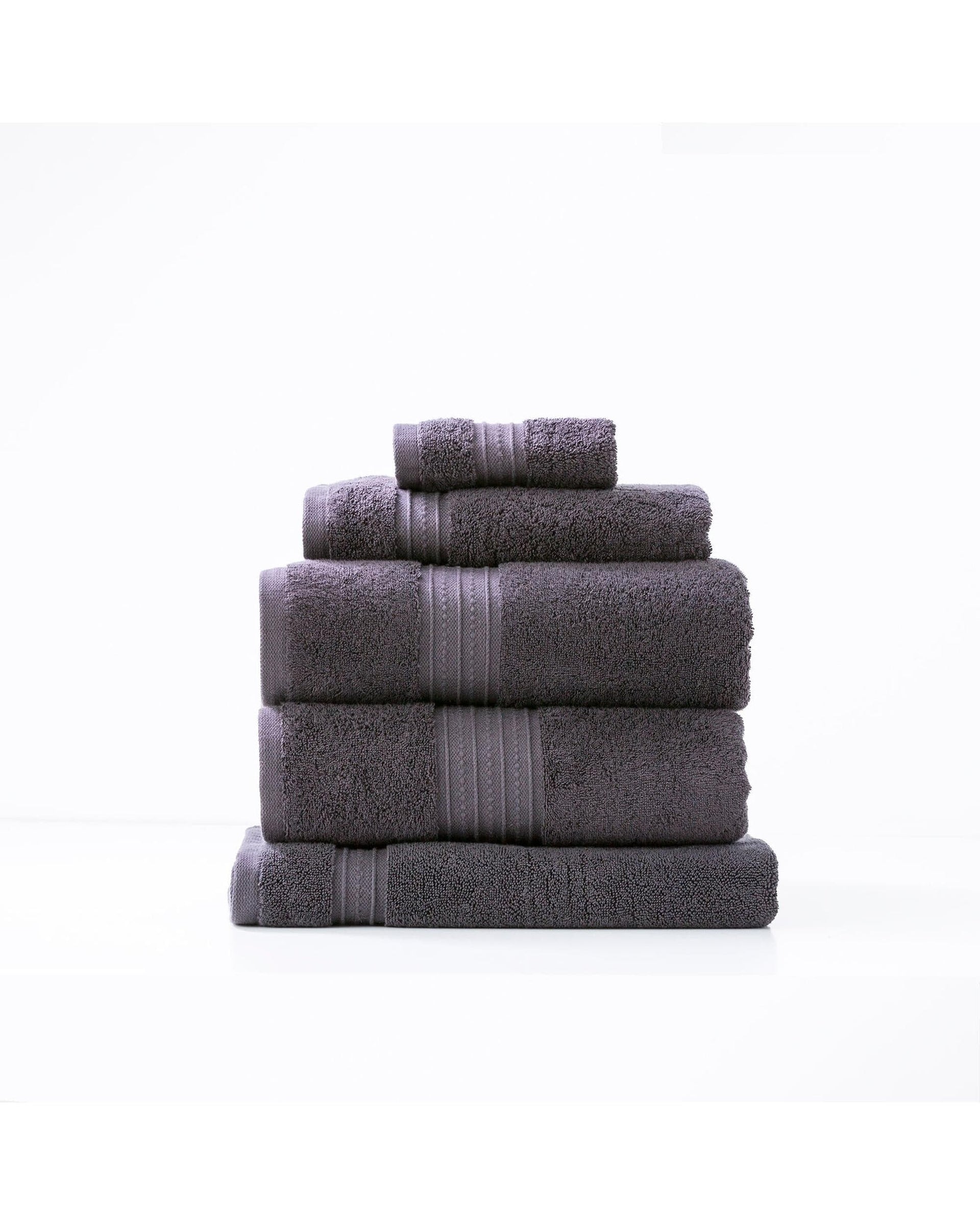 Renee Taylor Bathroom Towel Sets Brentwood 650 GSM Low Twist 5 Piece Carbon
