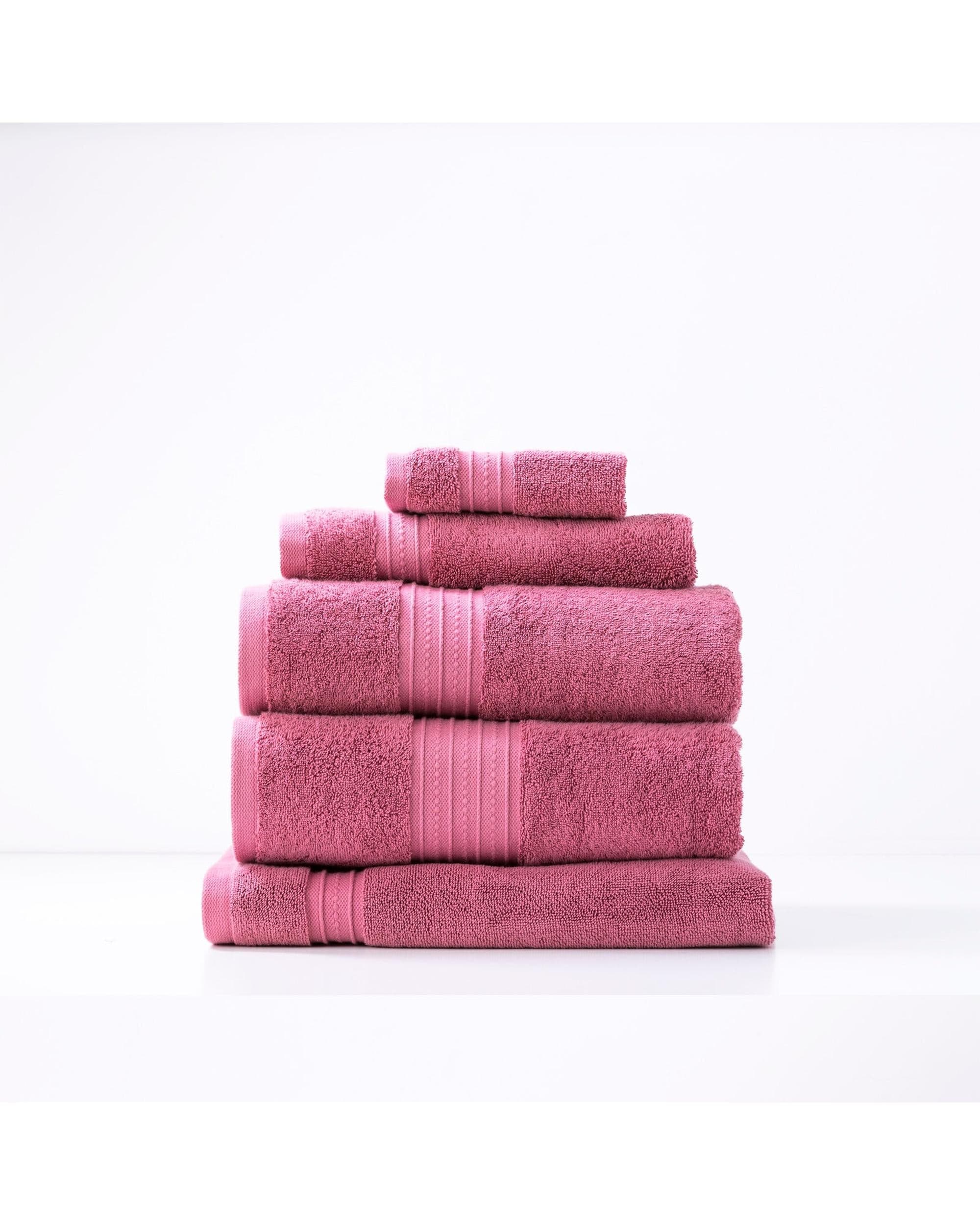 Renee Taylor Bathroom Towel Sets Brentwood 650 GSM Low Twist 5 Piece Rosebud