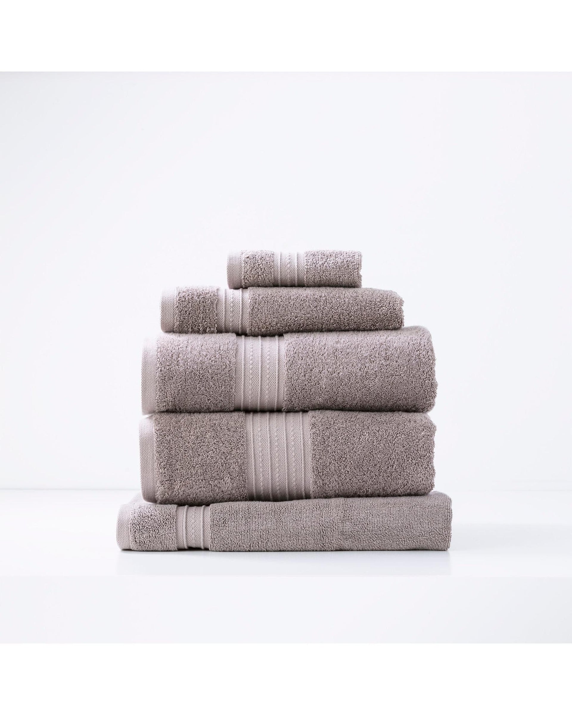 Renee Taylor Bathroom Towel Sets Brentwood 650 GSM Low Twist 5 Piece Whisper