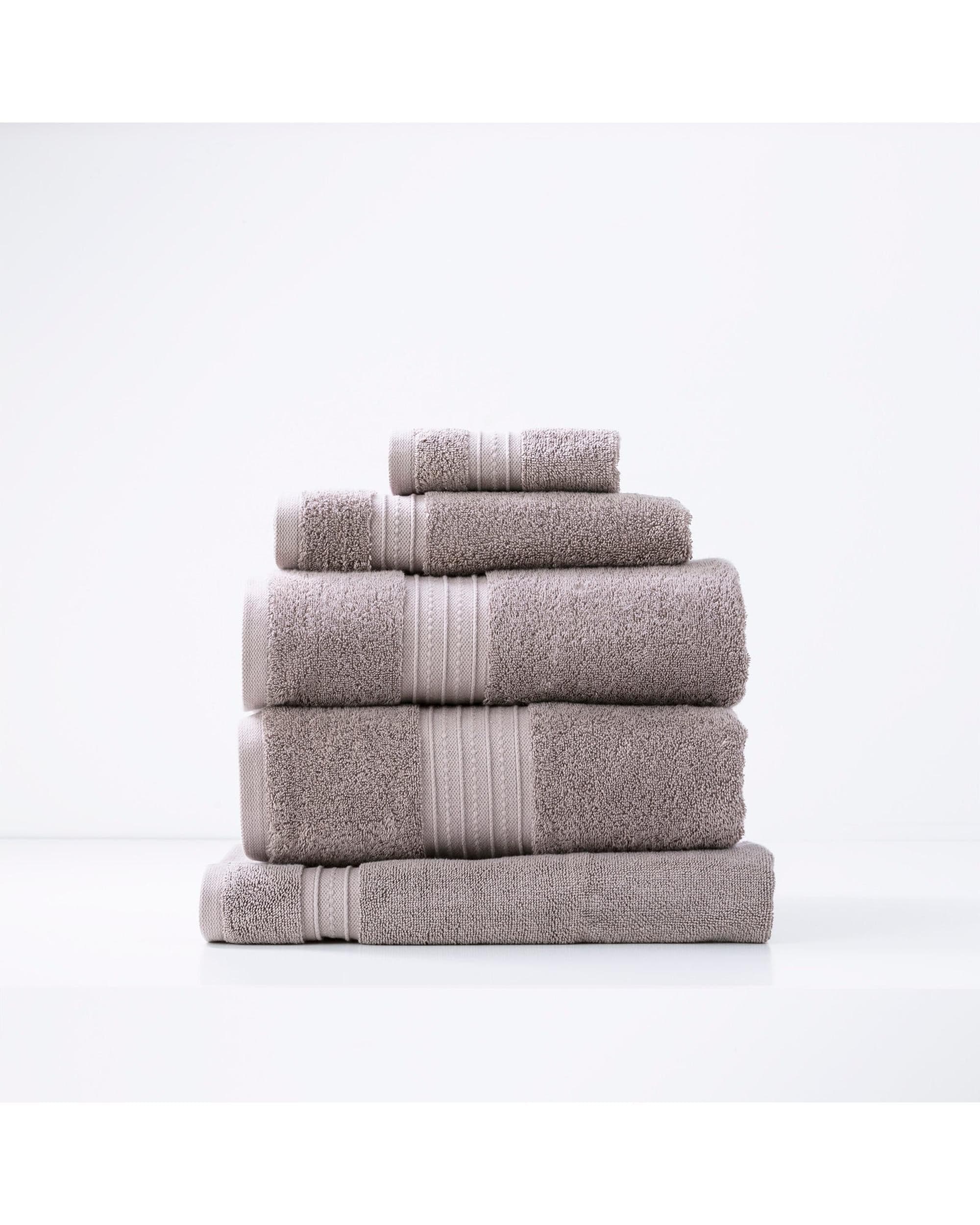 Renee Taylor Bathroom Towel Sets Brentwood 650 GSM Low Twist 5 Piece Whisper