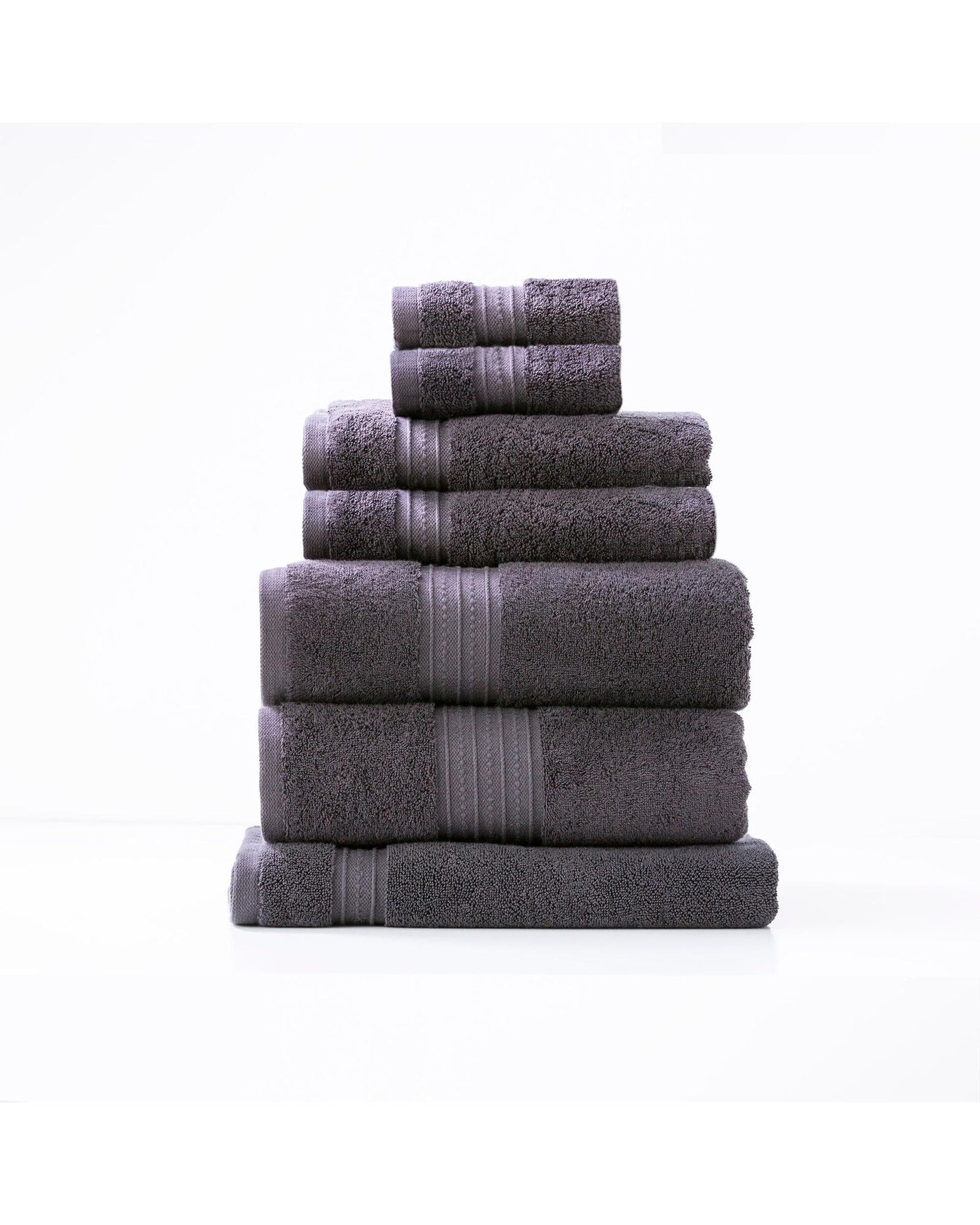 Renee Taylor Bathroom Towel Sets Brentwood 650 GSM Low Twist 7 Piece Carbon