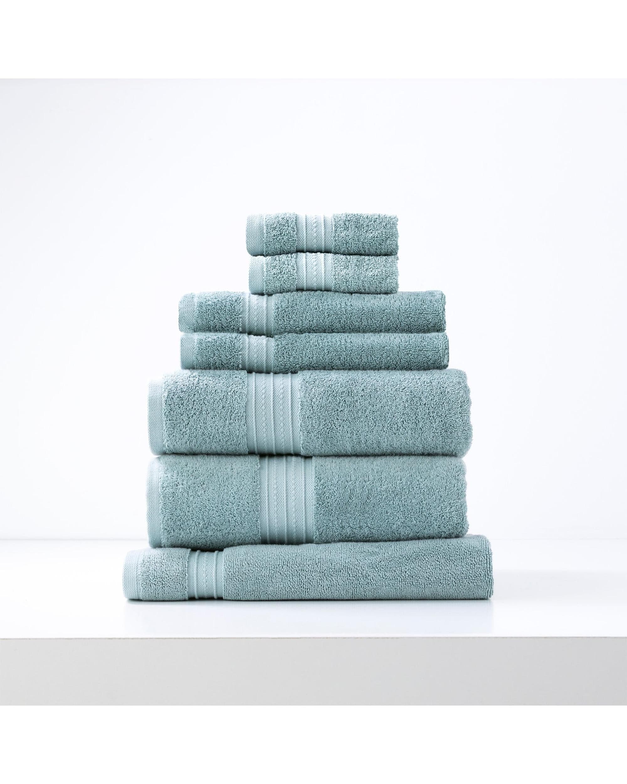 Renee Taylor Bathroom Towel Sets Brentwood 650 GSM Low Twist 7 Piece Gray Mist