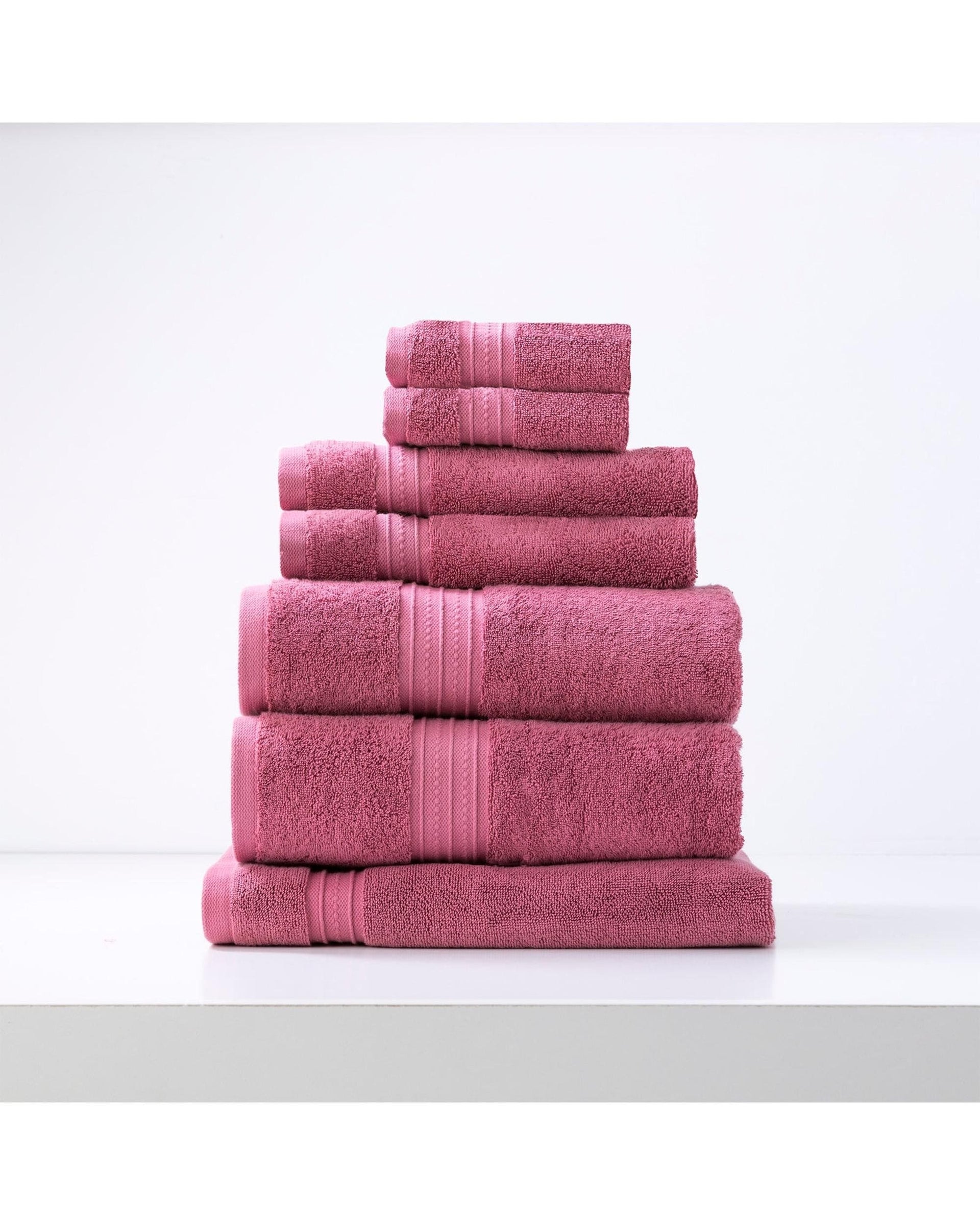 Renee Taylor Bathroom Towel Sets Brentwood 650 GSM Low Twist 7 Piece Rosebud