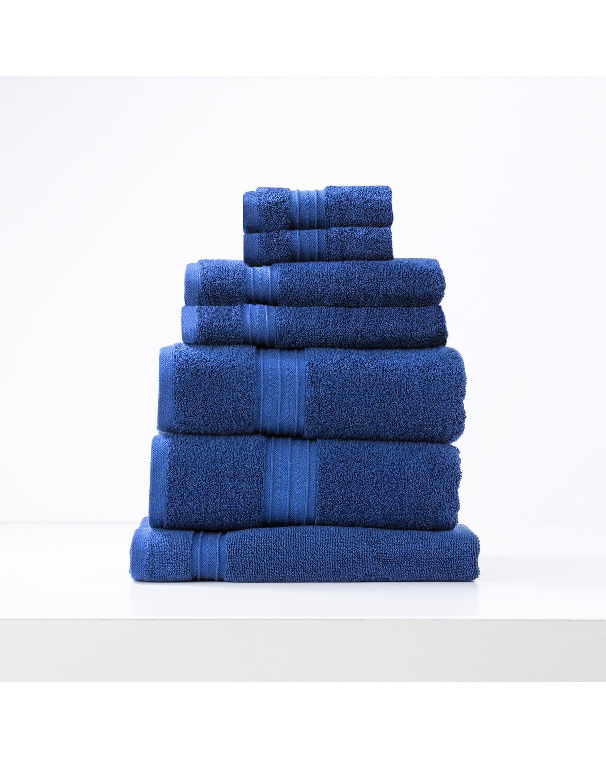 Renee Taylor Bathroom Towel Sets Brentwood 650 GSM Low Twist 7 Piece Royal