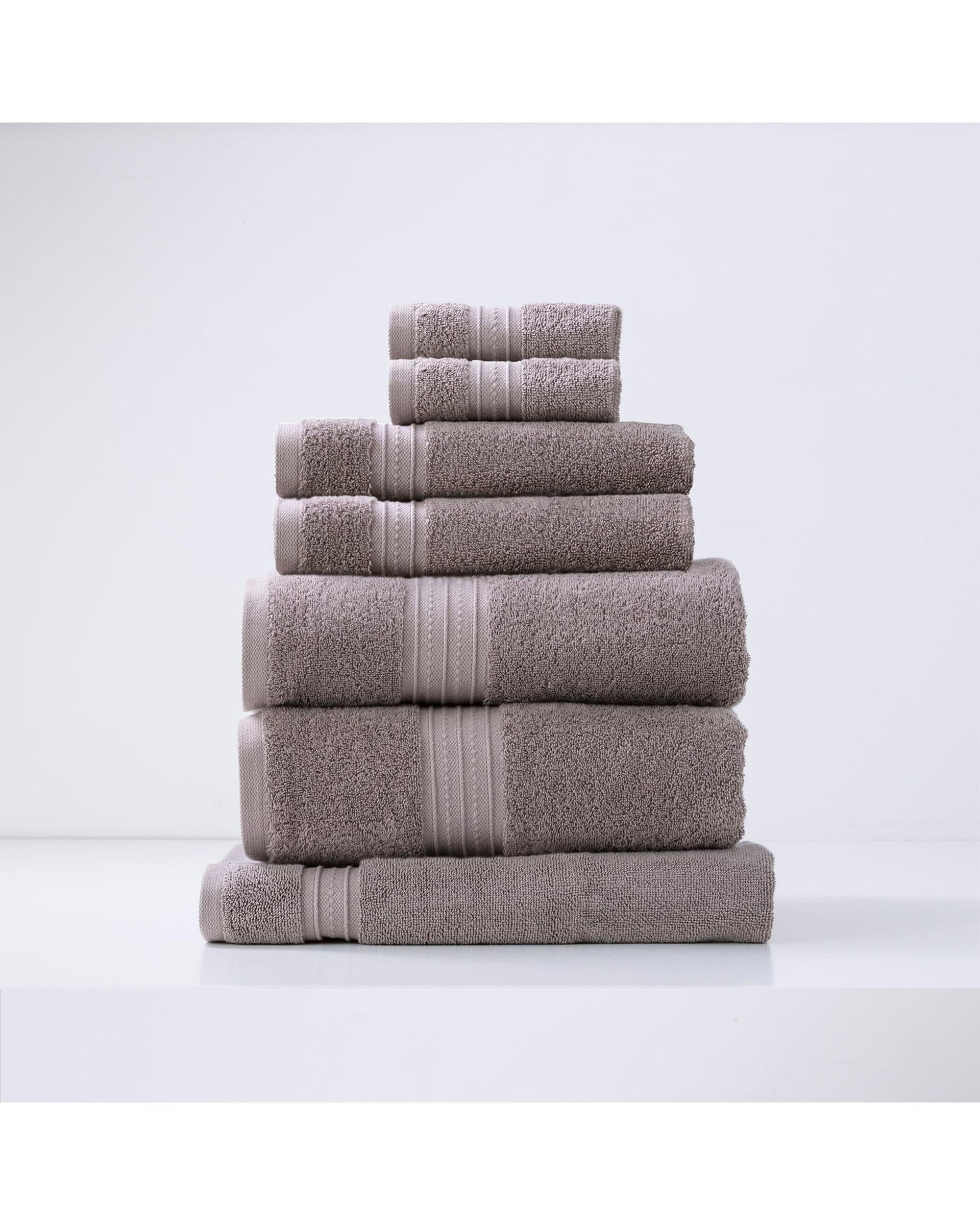 Renee Taylor Bathroom Towel Sets Brentwood 650 GSM Low Twist 7 Piece Whisper