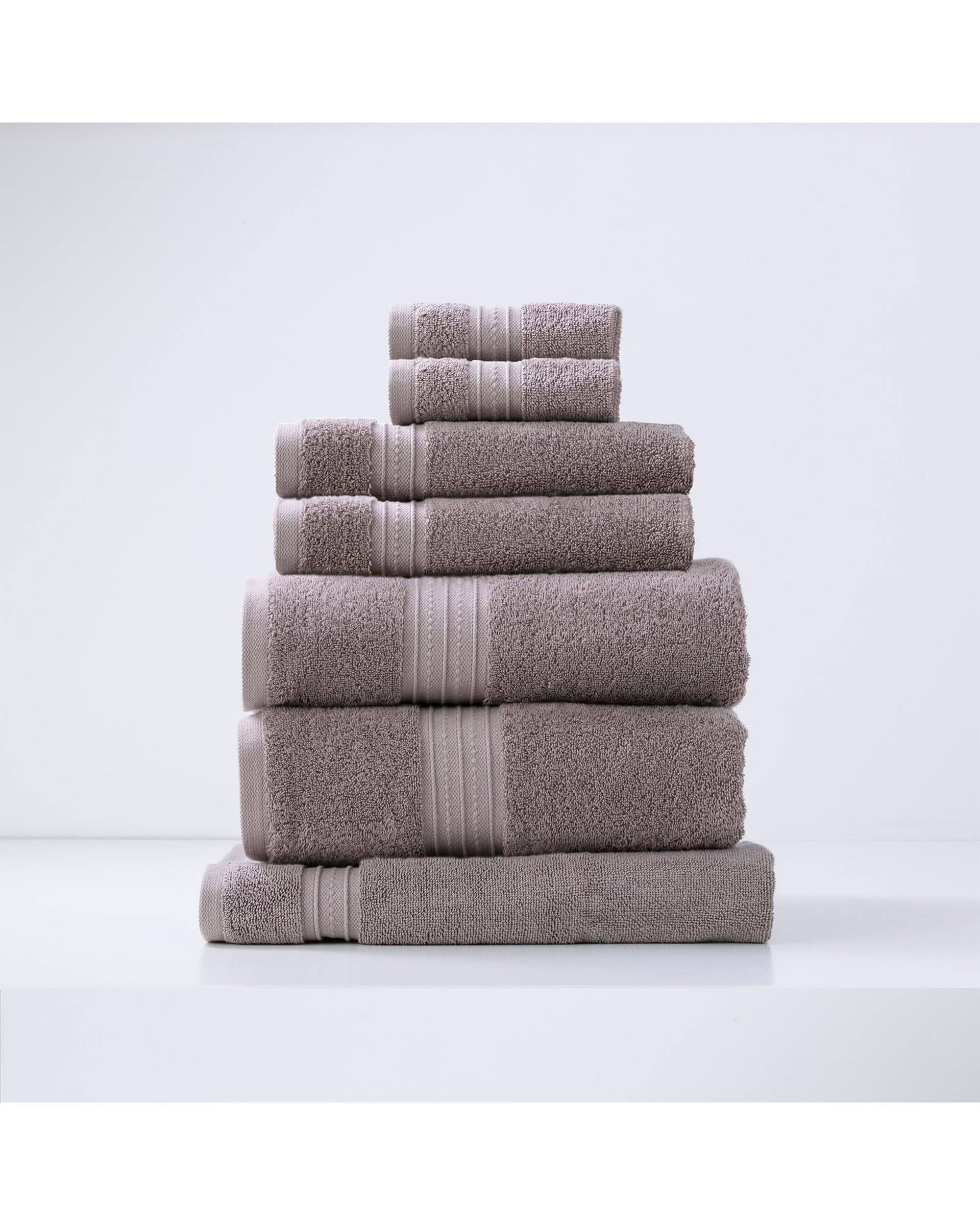 Renee Taylor Bathroom Towel Sets Brentwood 650 GSM Low Twist 7 Piece Whisper