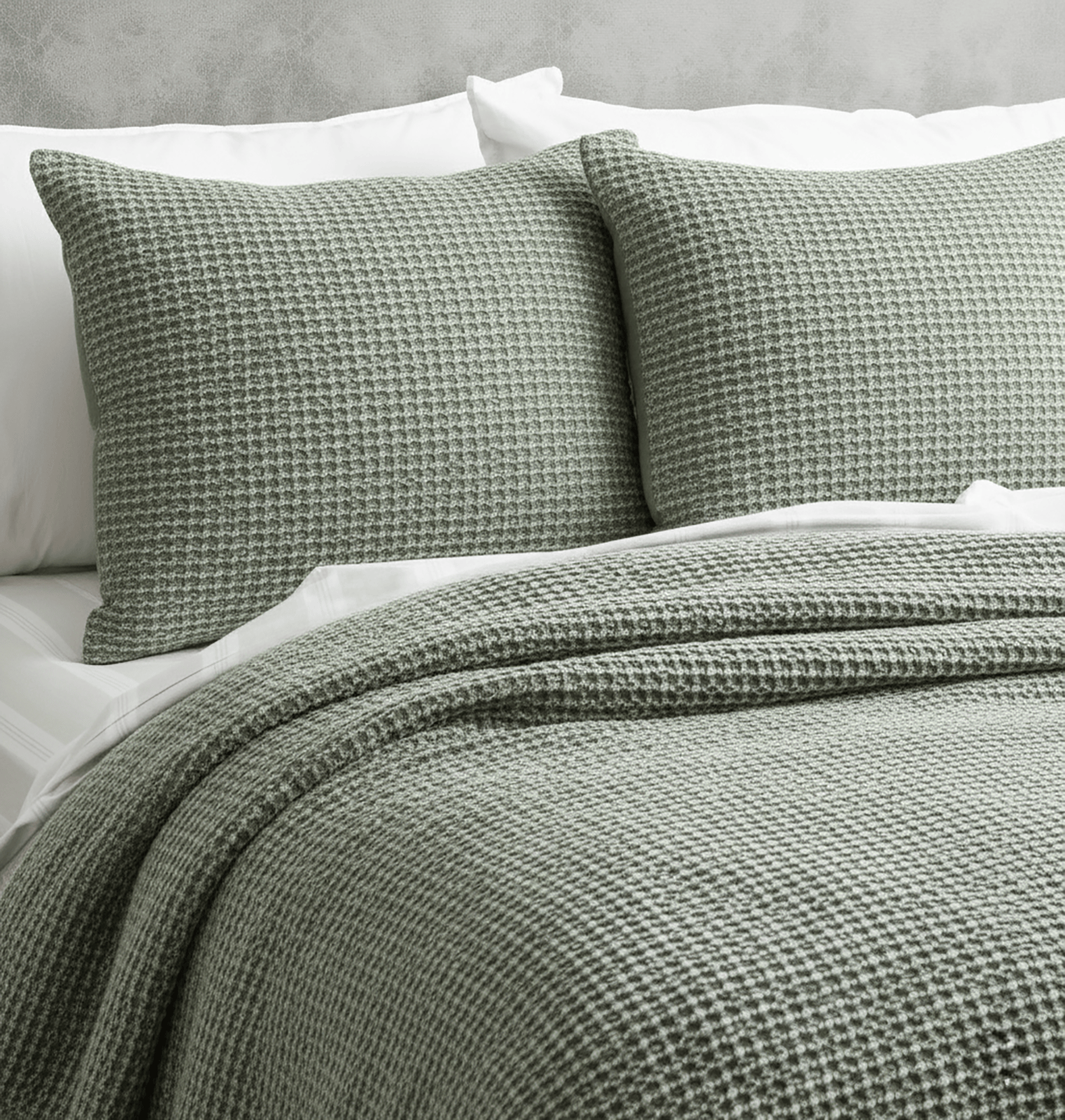 Renee Taylor Bed Sheets Cloud Linen Boronia Stone Washed Cotton Waffle Comforter Set