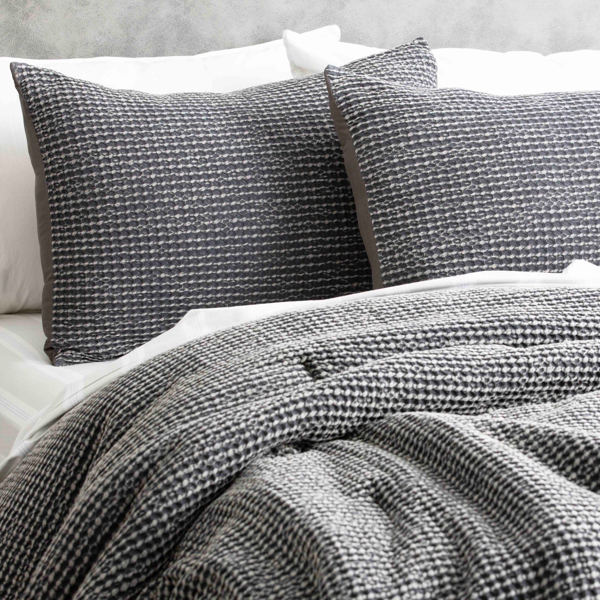 Renee Taylor Bed Sheets Cloud Linen Boronia Stone Washed Cotton Waffle Comforter Set