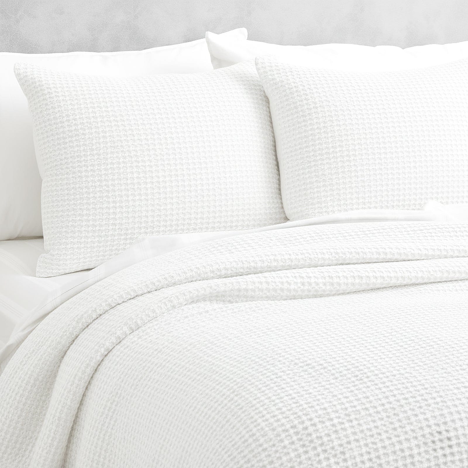 Renee Taylor Bed Sheets Cloud Linen Boronia Stone Washed Cotton Waffle Comforter Set