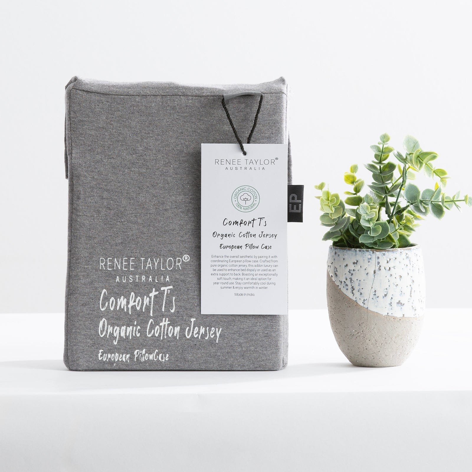 Renee Taylor Quilt Cover Comfort T’s Organic Cotton Melange Jersey Quilt Cover Set - Charcoal