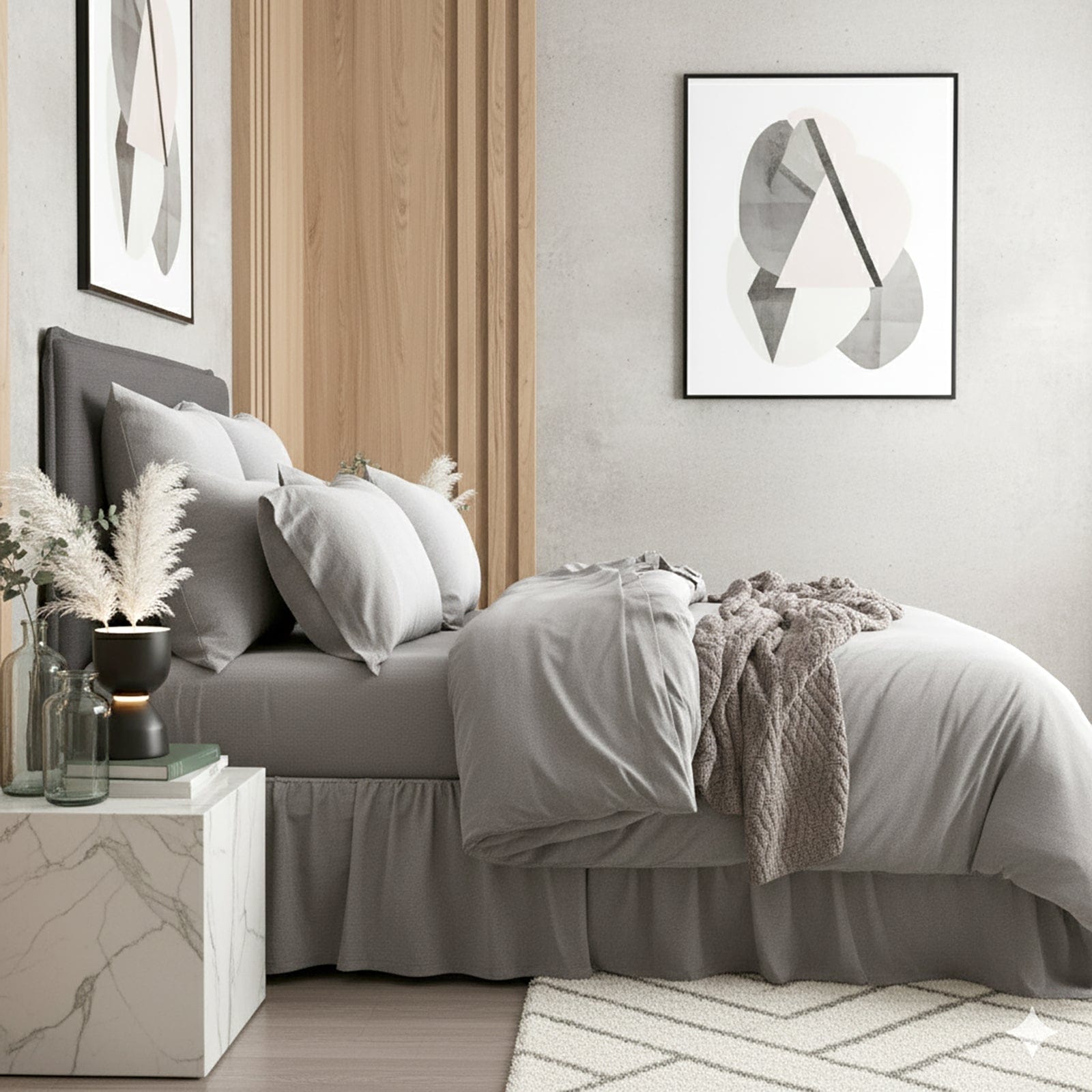 Renee Taylor Quilt Cover Comfort T’s Organic Cotton Melange Jersey Quilt Cover Set - Charcoal