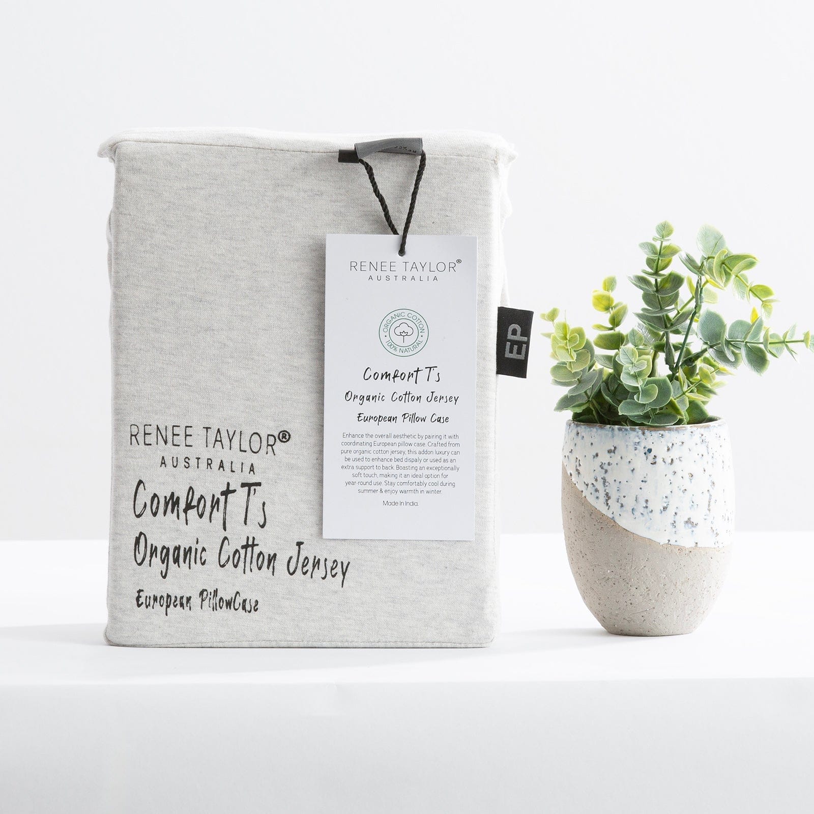 Renee Taylor Quilt Cover Comfort T’s Organic Cotton Melange Jersey Quilt Cover Set - Ecru