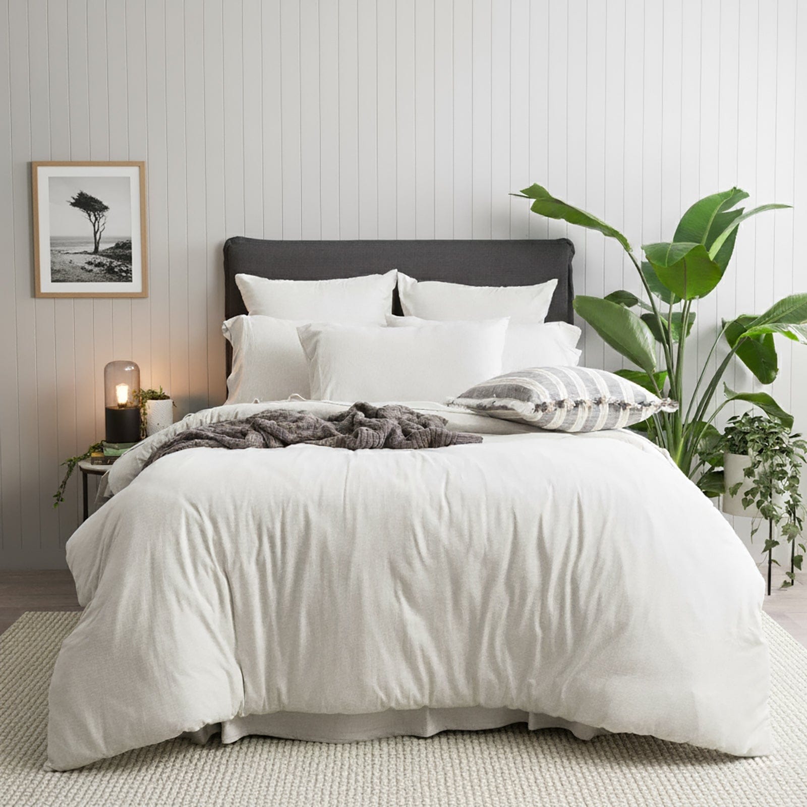 Renee Taylor Quilt Cover Comfort T’s Organic Cotton Melange Jersey Quilt Cover Set - Ecru