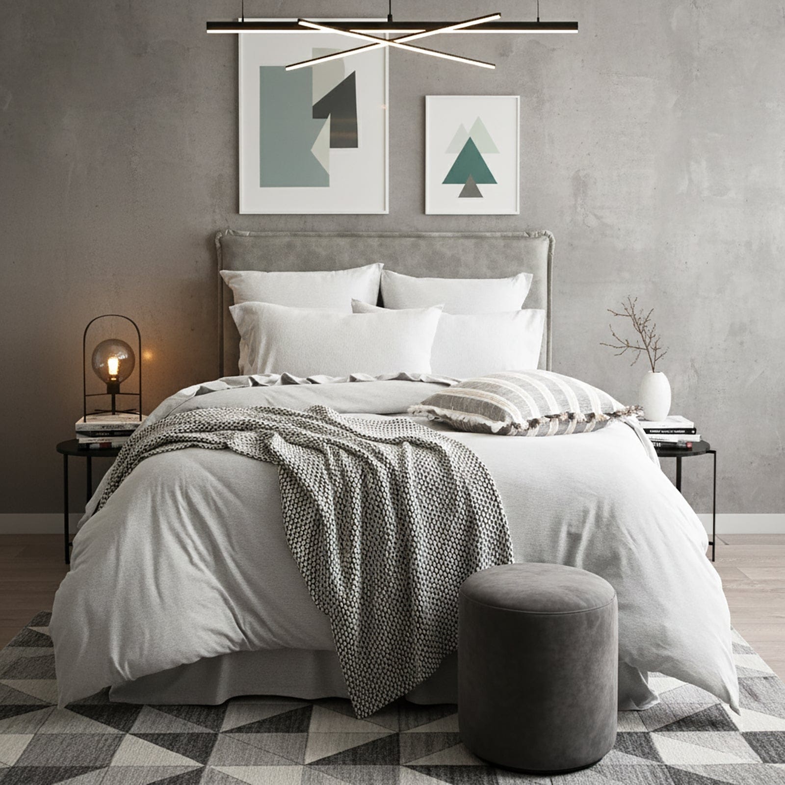 Renee Taylor Quilt Cover Comfort T’s Organic Cotton Melange Jersey Quilt Cover Set - Grey Marle