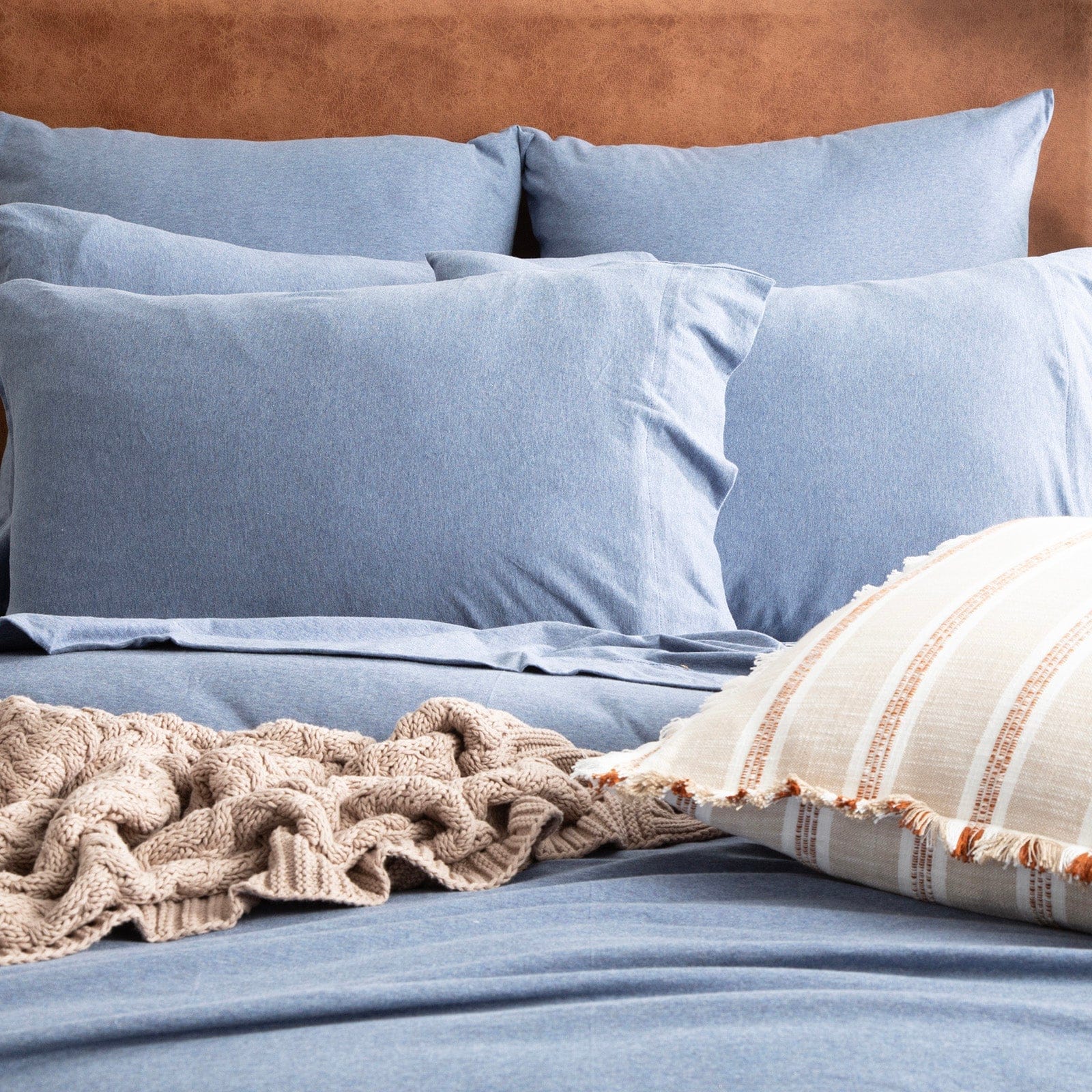Renee Taylor Quilt Cover Comfort T’s Organic Cotton Melange Jersey Quilt Cover Set - Ink