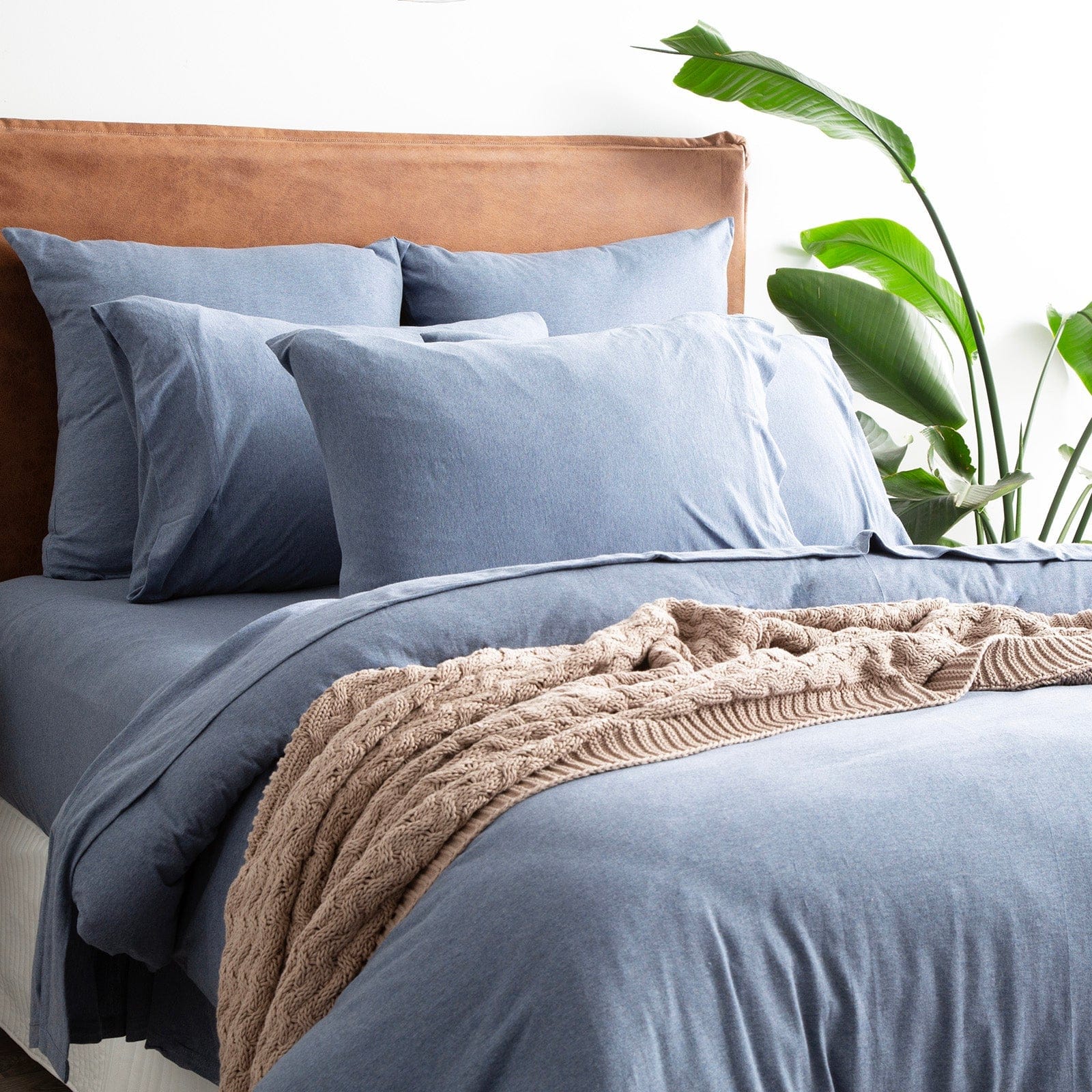 Renee Taylor Quilt Cover Comfort T’s Organic Cotton Melange Jersey Quilt Cover Set - Ink