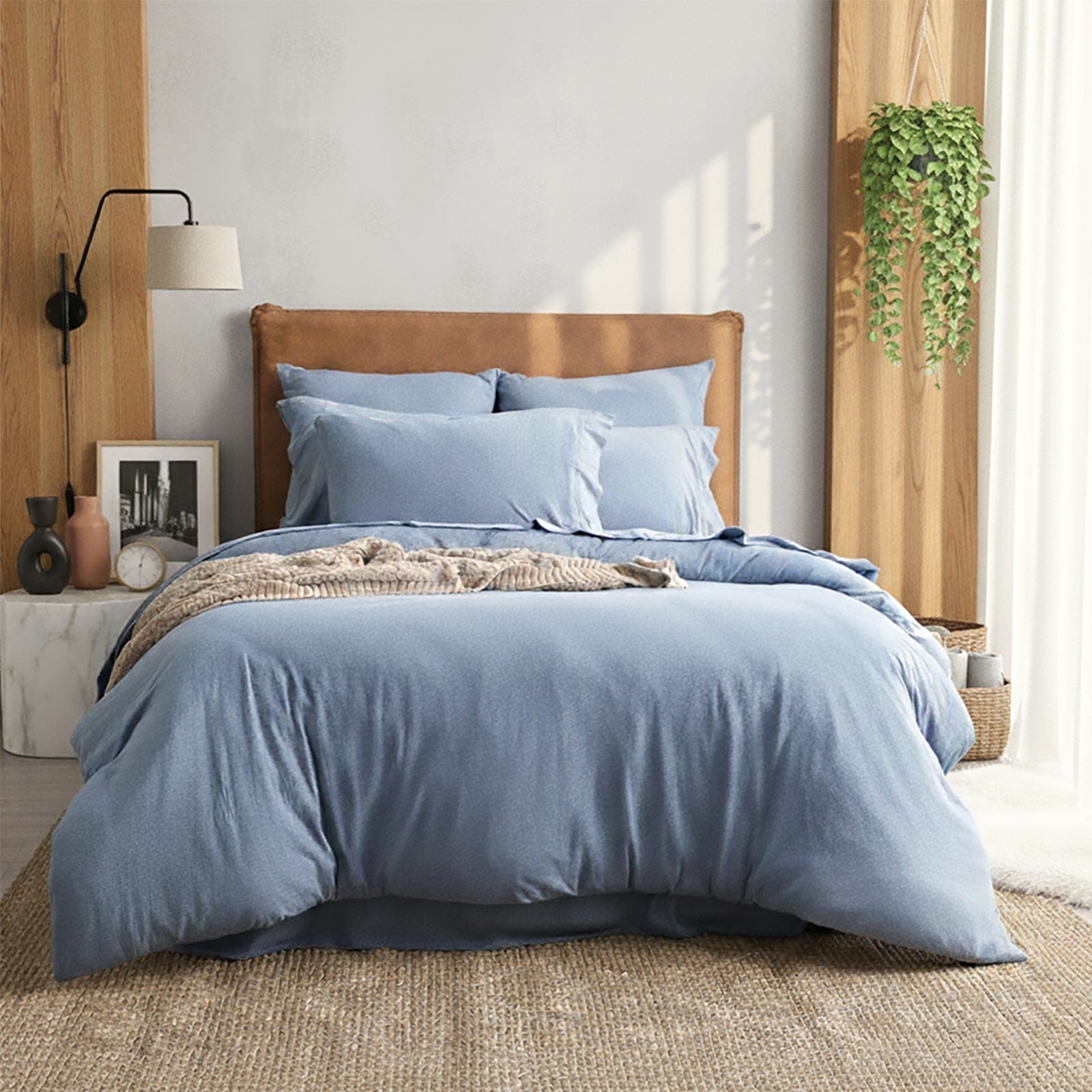 Renee Taylor Quilt Cover Comfort T’s Organic Cotton Melange Jersey Quilt Cover Set - Ink