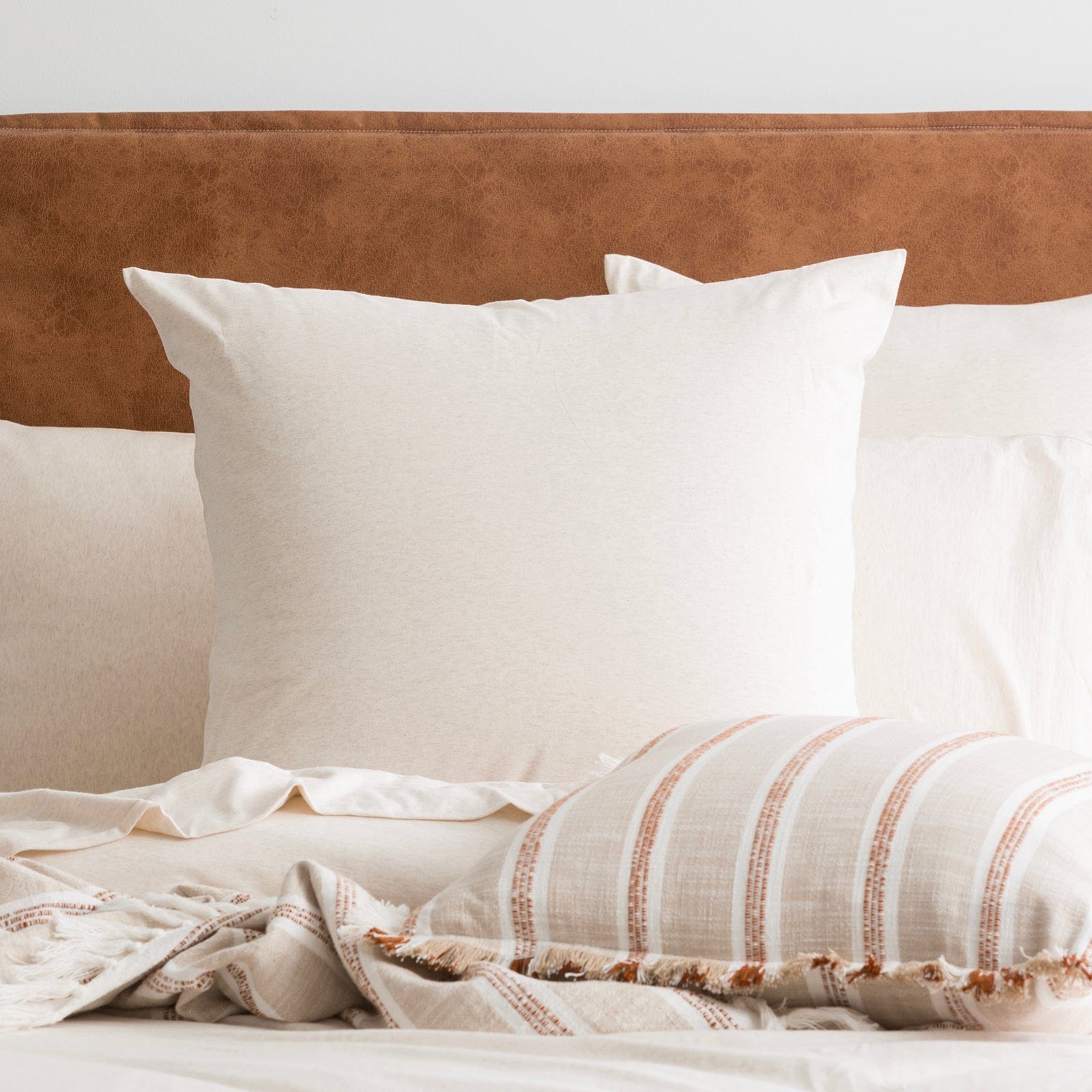 Renee Taylor Quilt Cover Comfort T’s Organic Cotton Melange Jersey Quilt Cover Set - Oatmeal