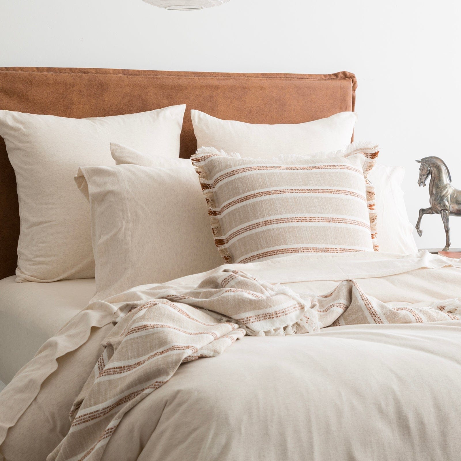 Renee Taylor Quilt Cover Comfort T’s Organic Cotton Melange Jersey Quilt Cover Set - Oatmeal