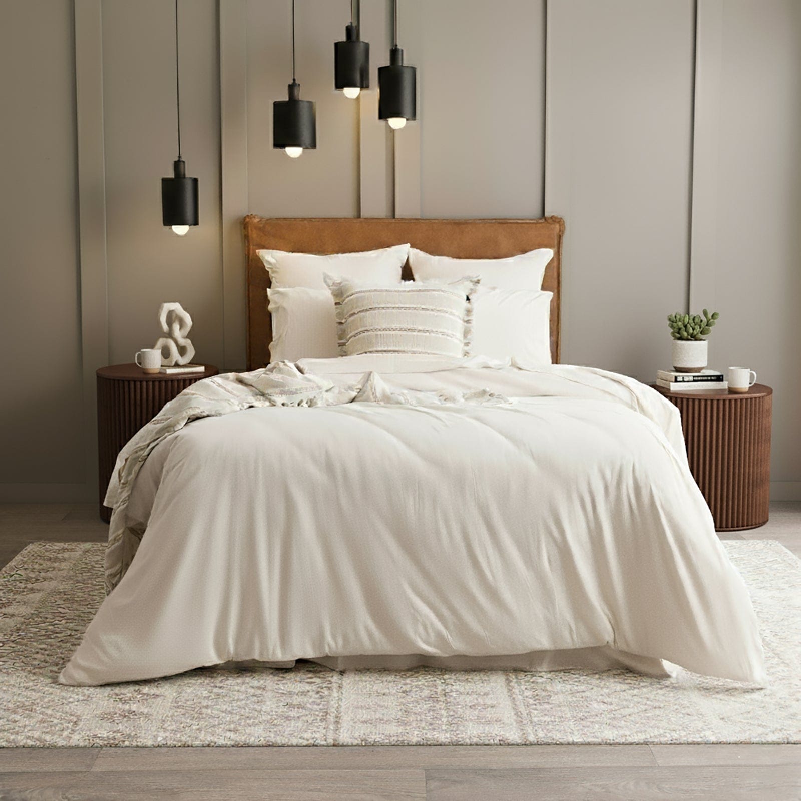 Renee Taylor Quilt Cover Comfort T’s Organic Cotton Melange Jersey Quilt Cover Set - Oatmeal