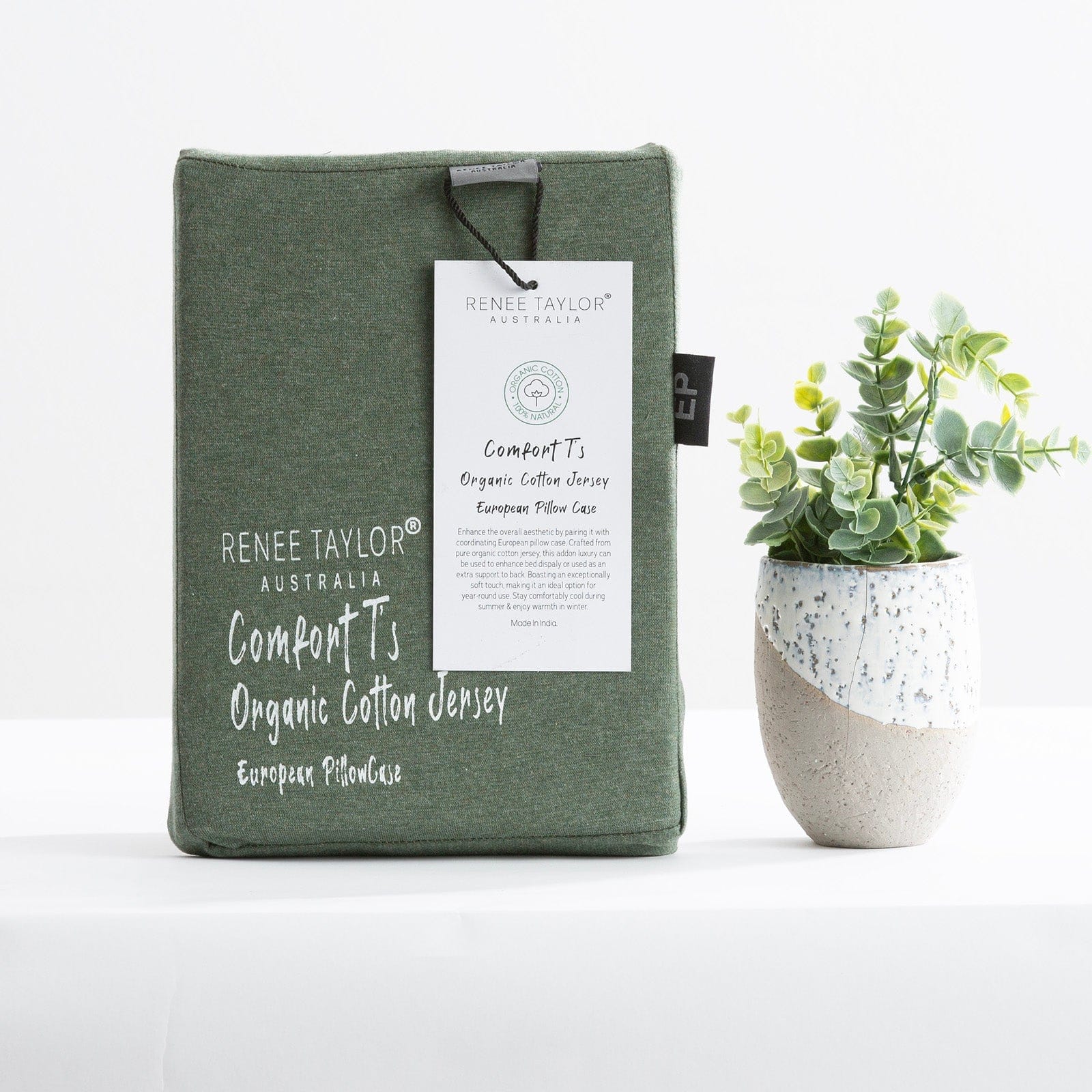 Renee Taylor Quilt Cover Comfort T’s Organic Cotton Melange Jersey Quilt Cover Set - Olive