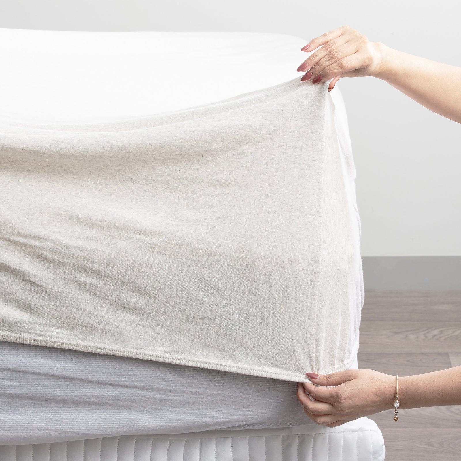 Renee Taylor Bed Sheets Comfort T’s Organic Cotton Melange Jersey Sheet Set - Ecru