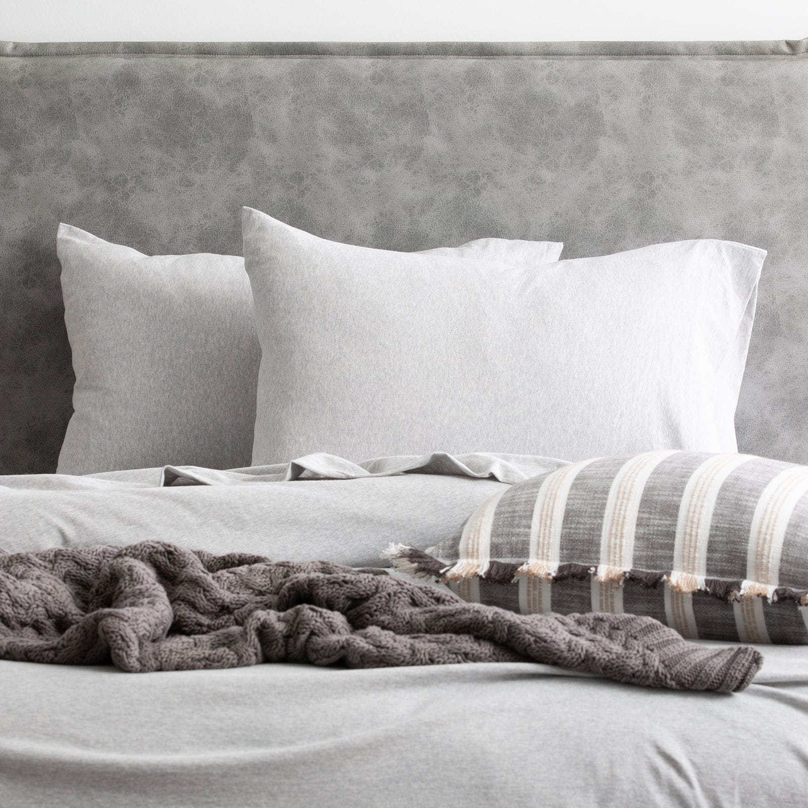 Renee Taylor Bed Sheets Comfort T’s Organic Cotton Melange Jersey Sheet Set - Grey Marle