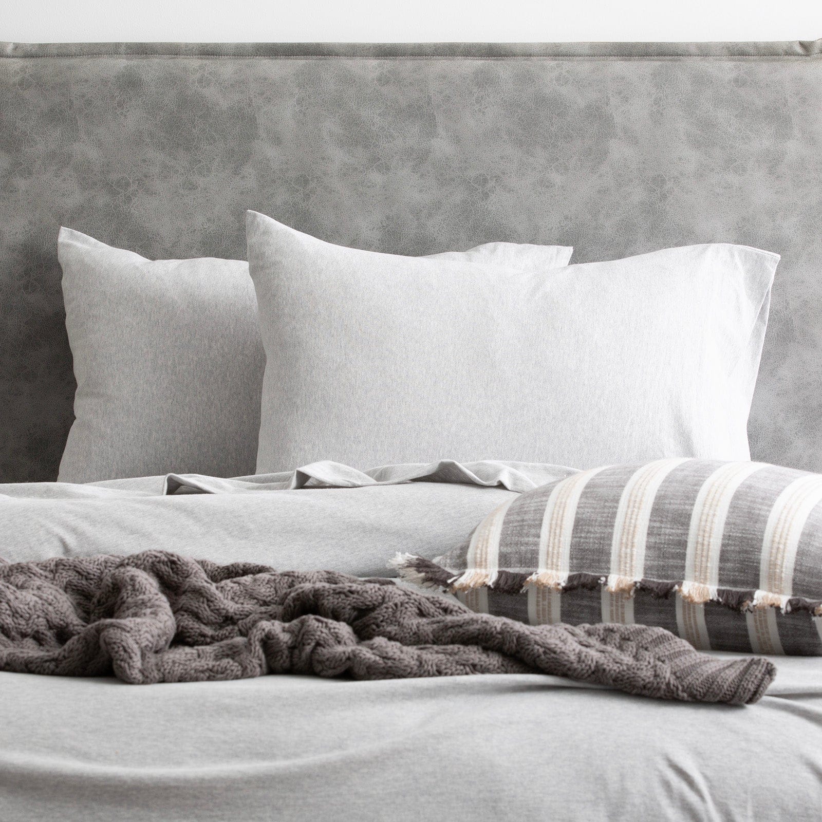 Renee Taylor Bed Sheets Comfort T’s Organic Melange Jersey Fitted & Pillowcase - No Flat Sheet