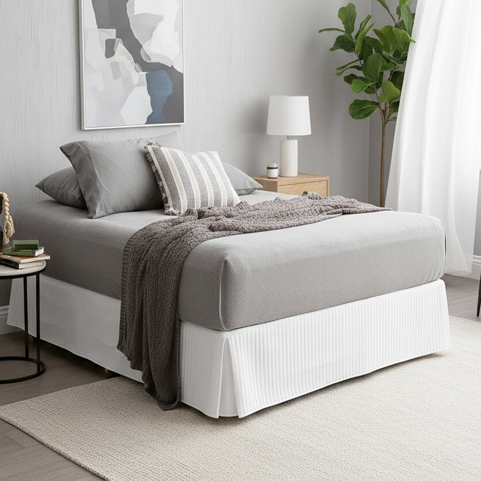 Renee Taylor Bed Sheets Comfort T’s Organic Melange Jersey Fitted & Pillowcase - No Flat Sheet - Charcoal