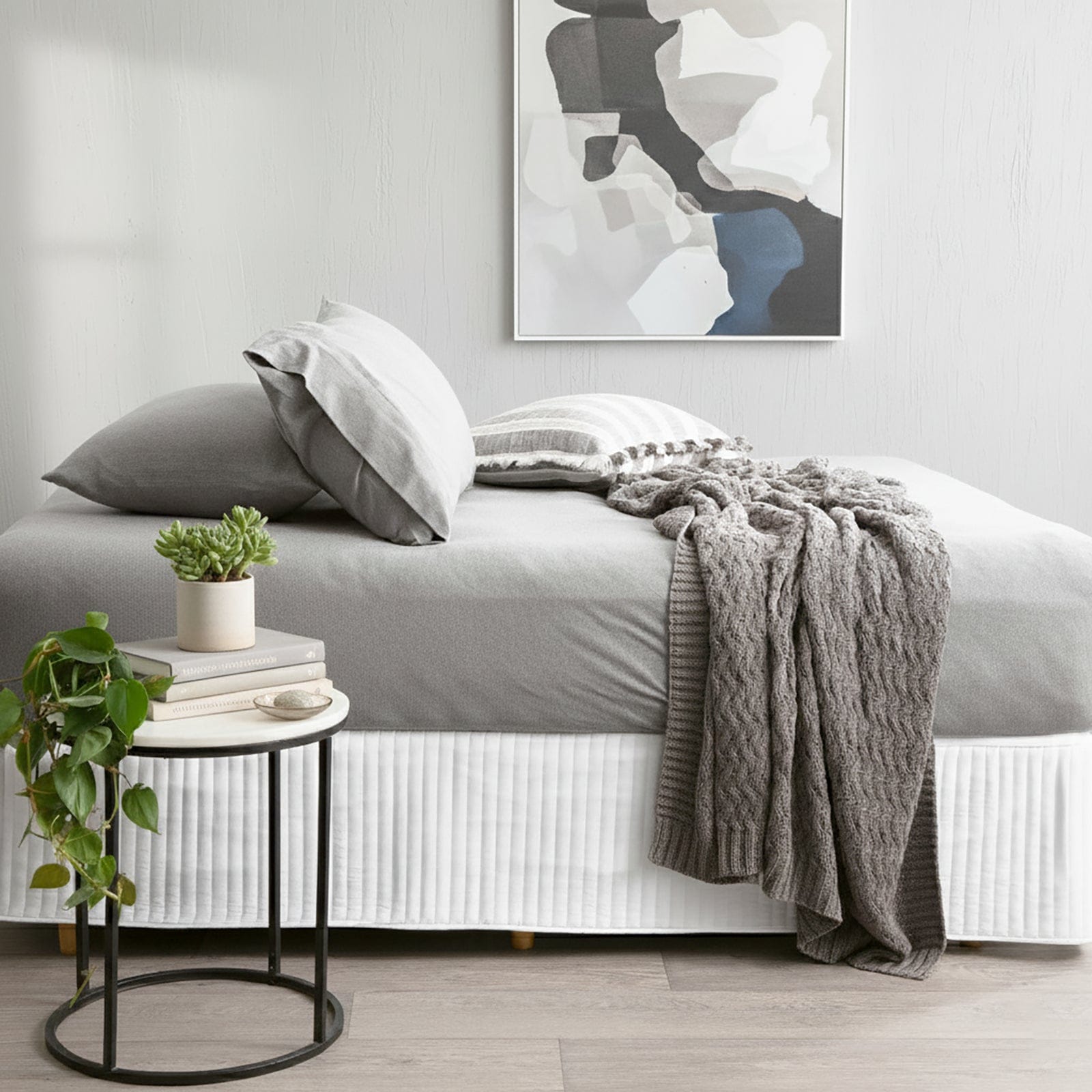Renee Taylor Bed Sheets Comfort T’s Organic Melange Jersey Fitted & Pillowcase - No Flat Sheet - Charcoal