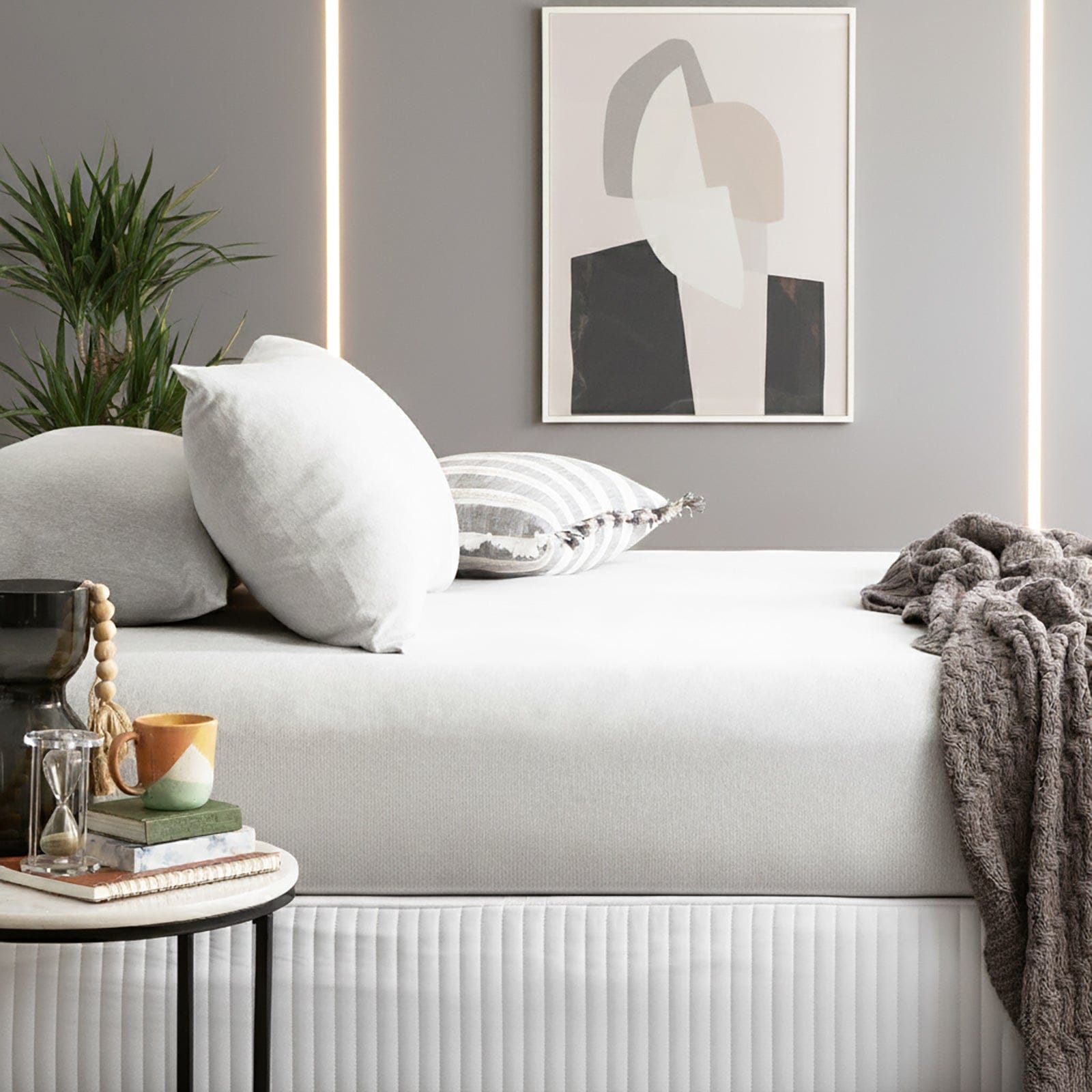 Renee Taylor Bed Sheets Comfort T’s Organic Melange Jersey Fitted & Pillowcase - No Flat Sheet - Grey Marle