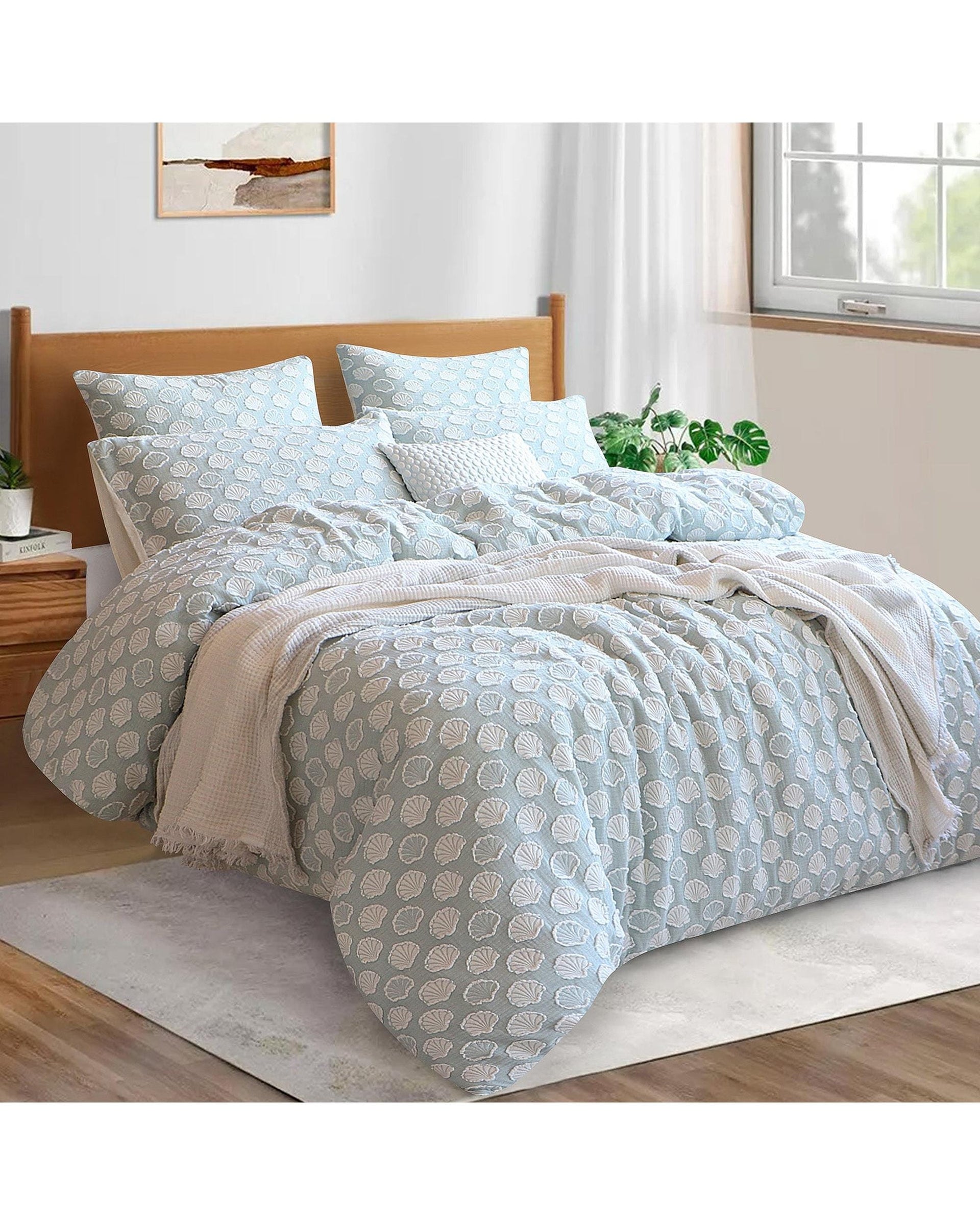Renee Taylor Quilt Cover Coralium Chenille Tufted Jacquard Quilt Cover Set
